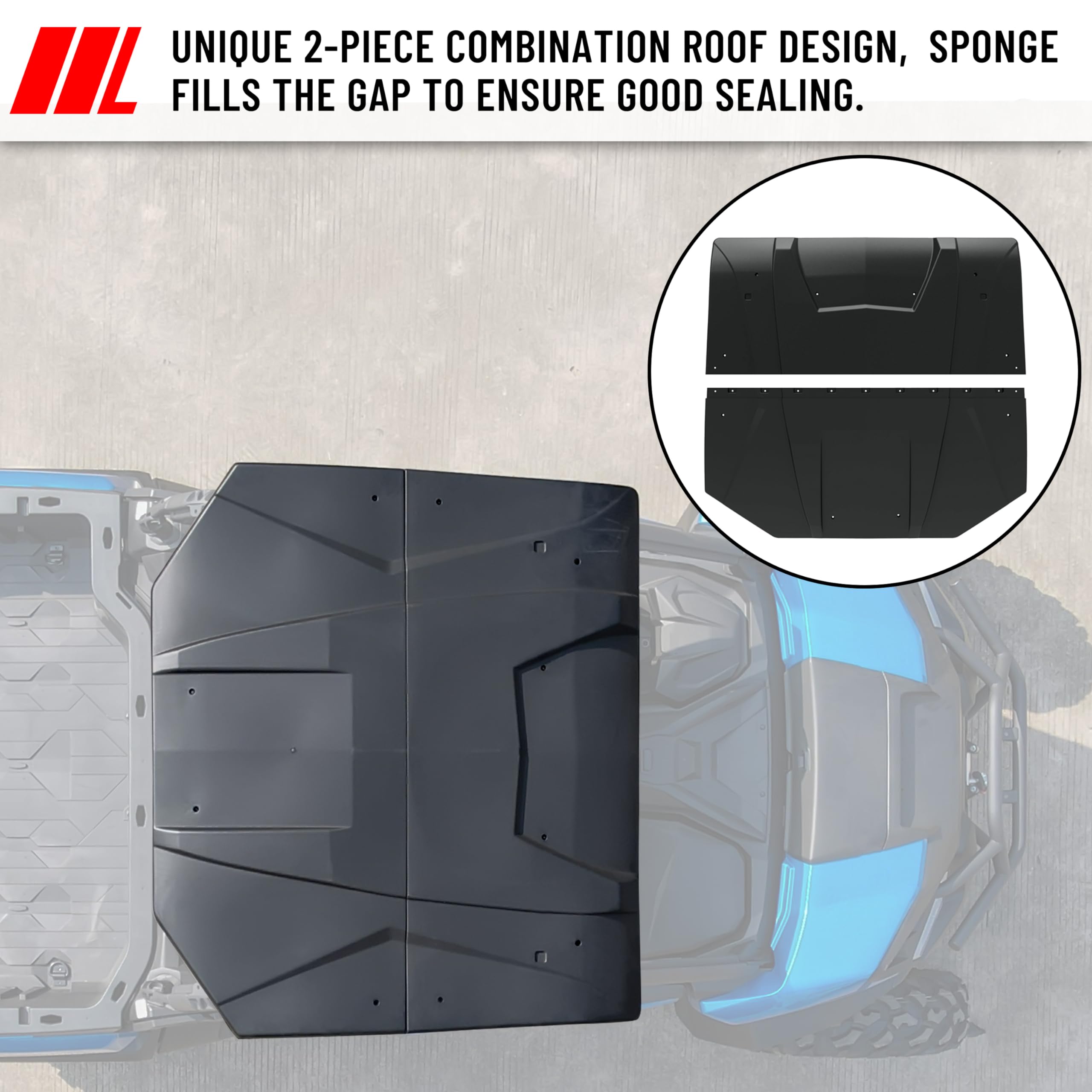 SAUTVS 2-Piece Hard Poly Roof with Sun Visor for Can-Am Trail Sport (2018-2025) & Commander (2021-2025) - Durable ATV UTV Accessories Replacement for OEM #715006218 - Perfect for Off-Roading, Hunting & Outdoor Adventures