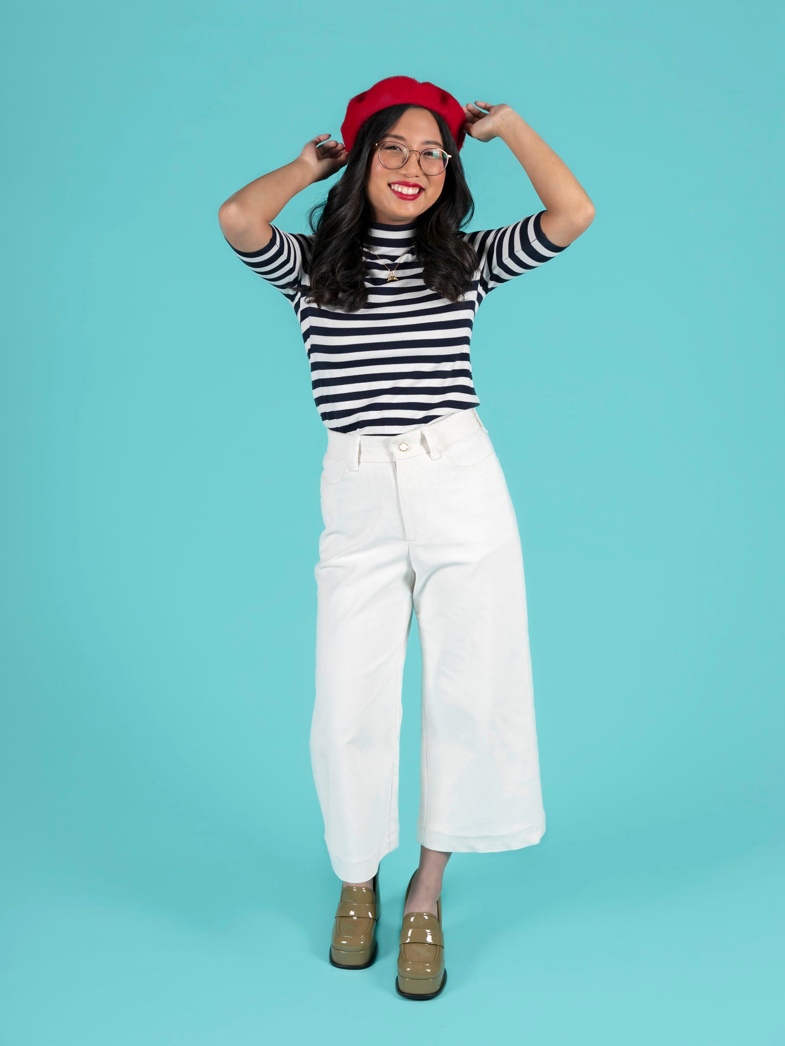 Tilly and the Buttons Thea Trousers - Women's High Waist Wide Leg Pants for Casual & Office Wear | Comfortable Stretch Fabric | Perfect for Work, Travel & Everyday Outfits