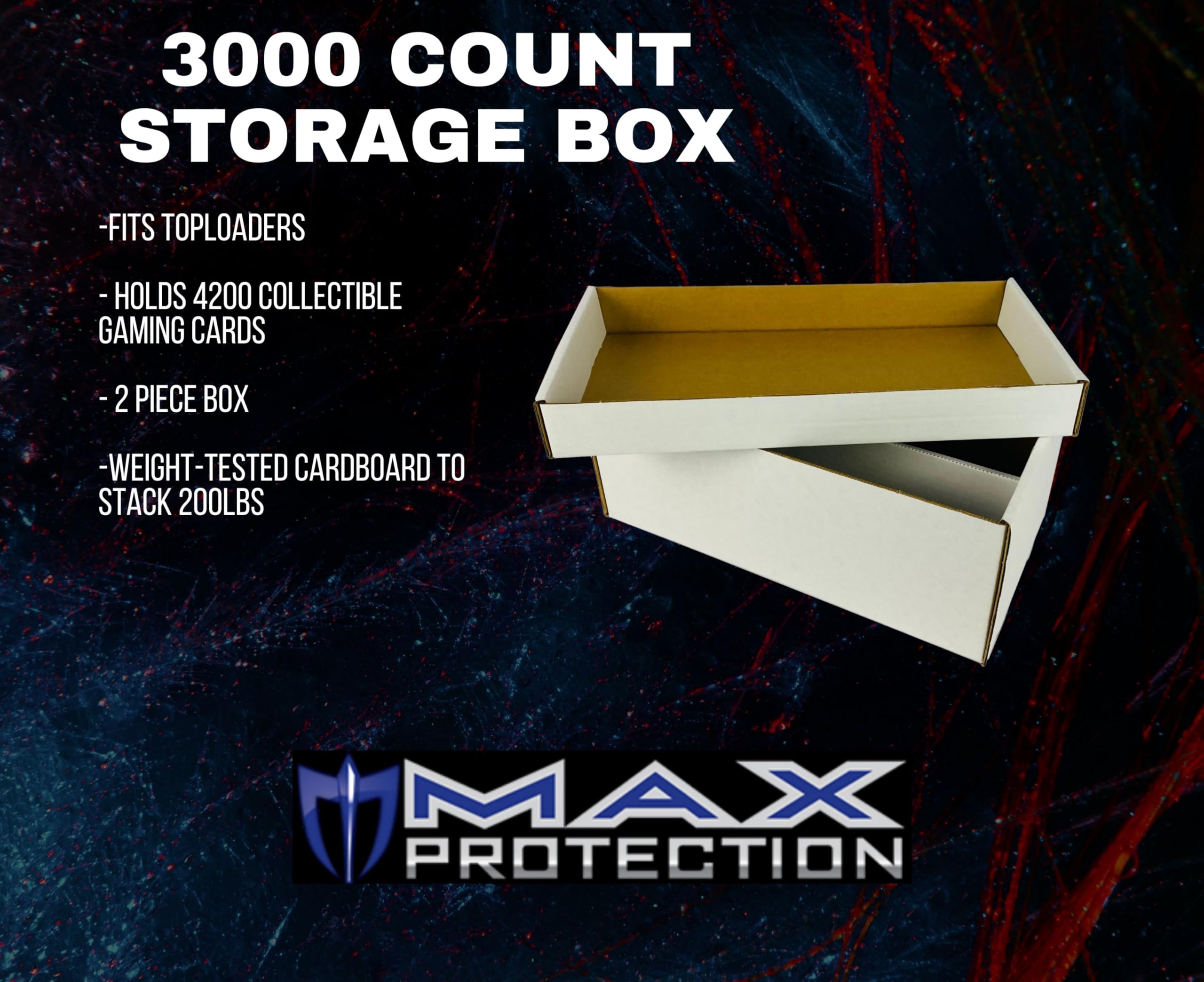 Max Protection Super Shoe 3-Row Trading Card Storage Box - Holds 3000 Cards & 600 3x4 Toploaders - Durable USA-Made Card Organizer (5-Pack) - Perfect for Collectors, TCG Players & Sports Card Storage