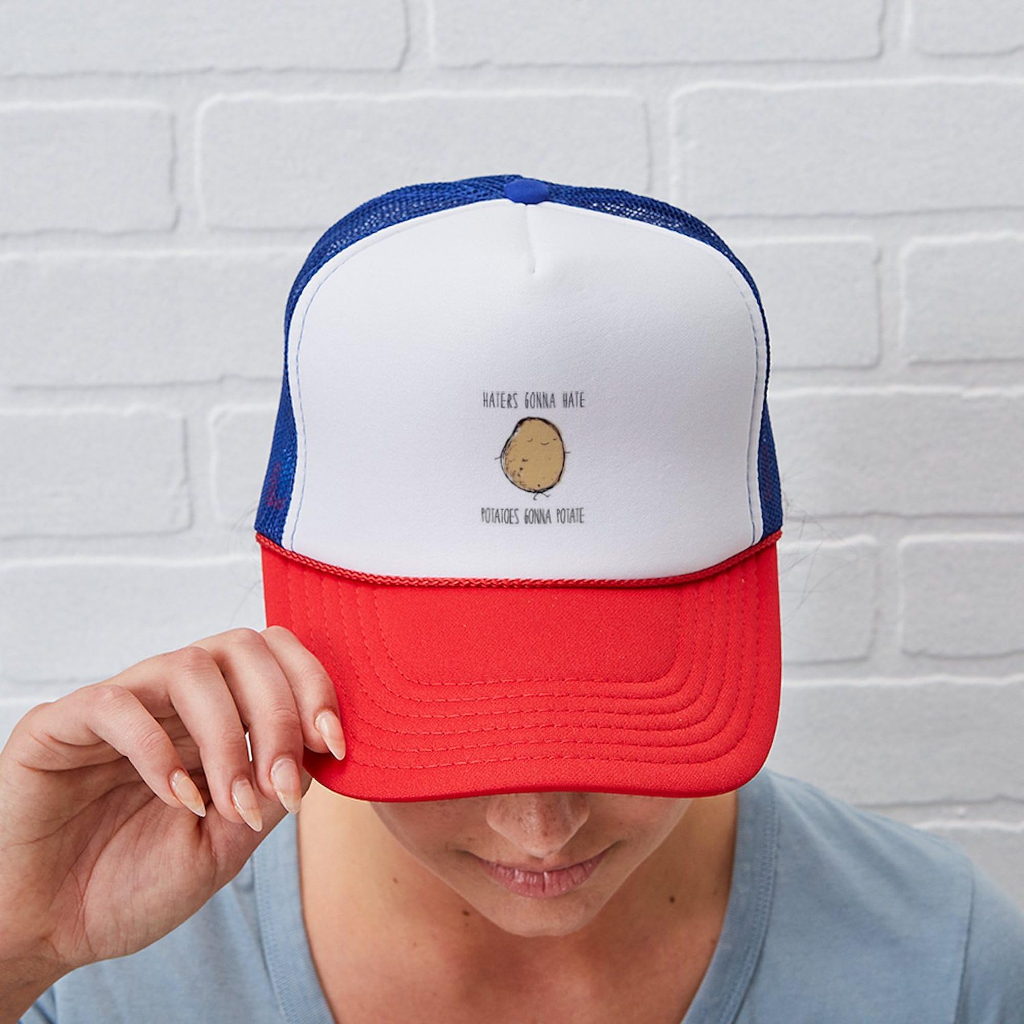 Haters Gonna Hate Potatoes Gonna Potate Adjustable Snapback Trucker Hat - Funny Novelty Baseball Cap for Men & Women, Perfect for Outdoor Activities, Parties, and Casual Wear