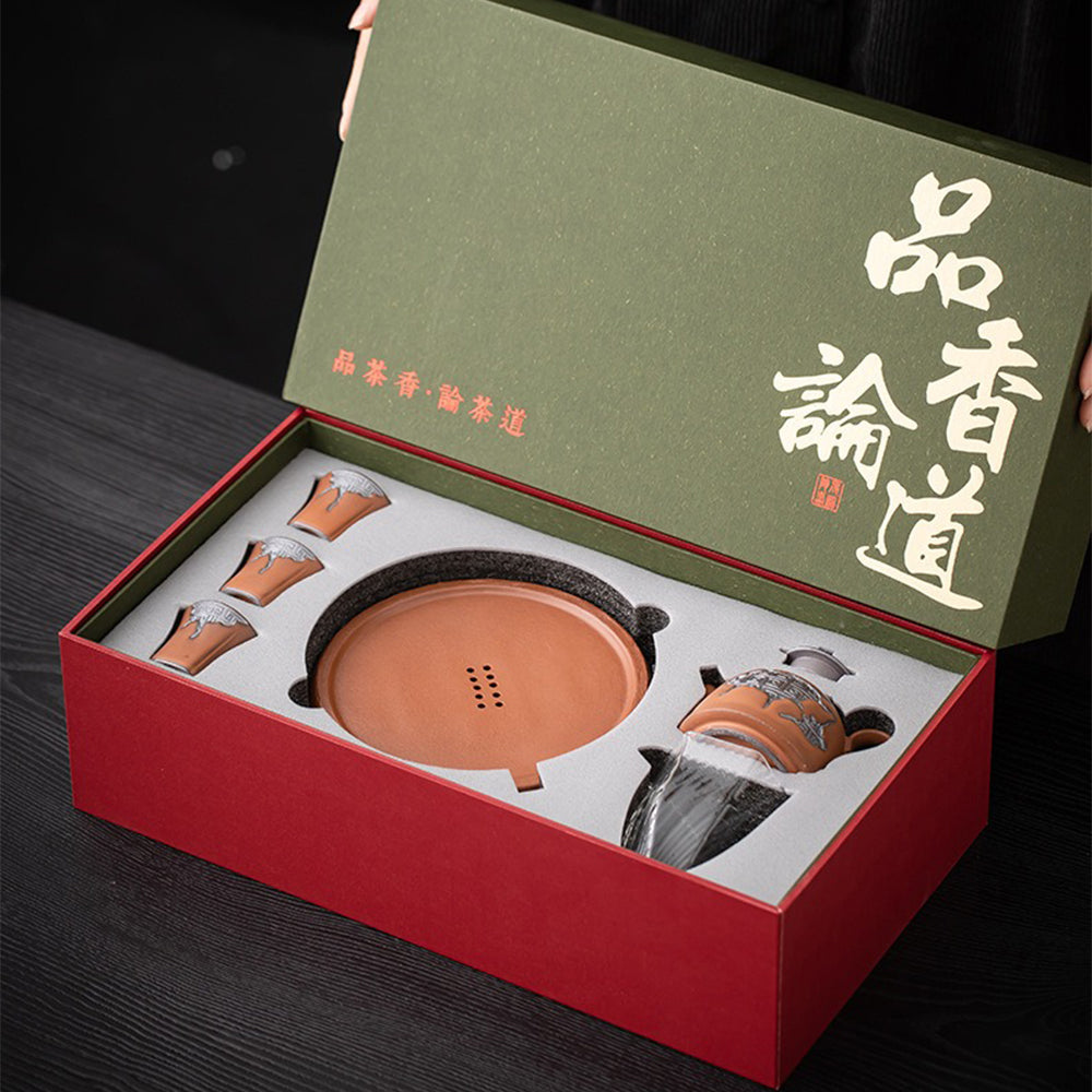 Japanese Auspicious Clouds Pottery Tea Set - Traditional Handcrafted Ceramic Tea Cup Set for Matcha, Green Tea & Herbal Tea | Perfect for Zen Tea Ceremony, Home Decor & Gift Giving