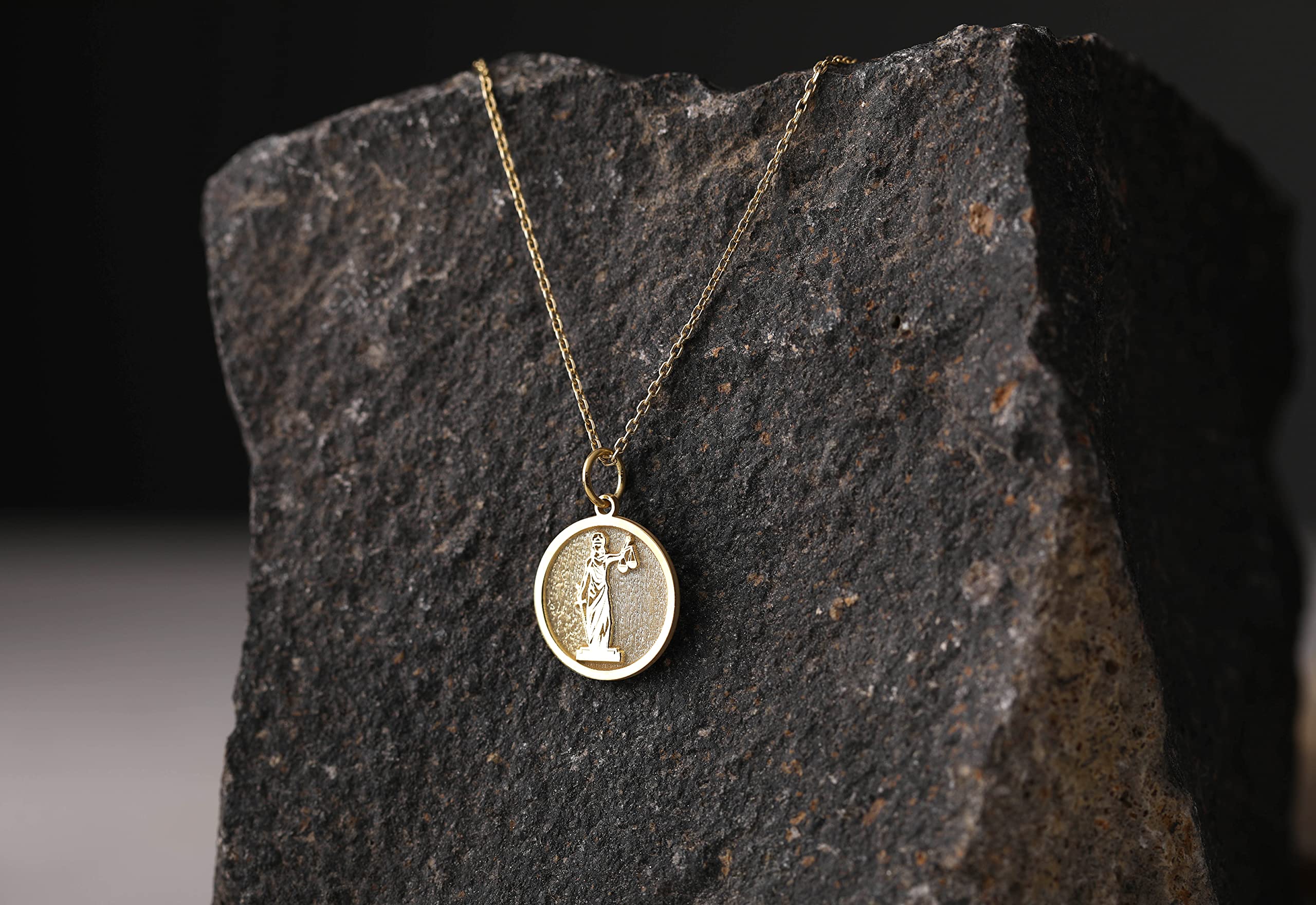 14K Gold Lady Justice Necklace - Personalized Lawyer Pendant for Graduation, Attorney Gift, Legal Jewelry for Women | Perfect for Courtroom Wear, Law School Graduation & Professional Gifts