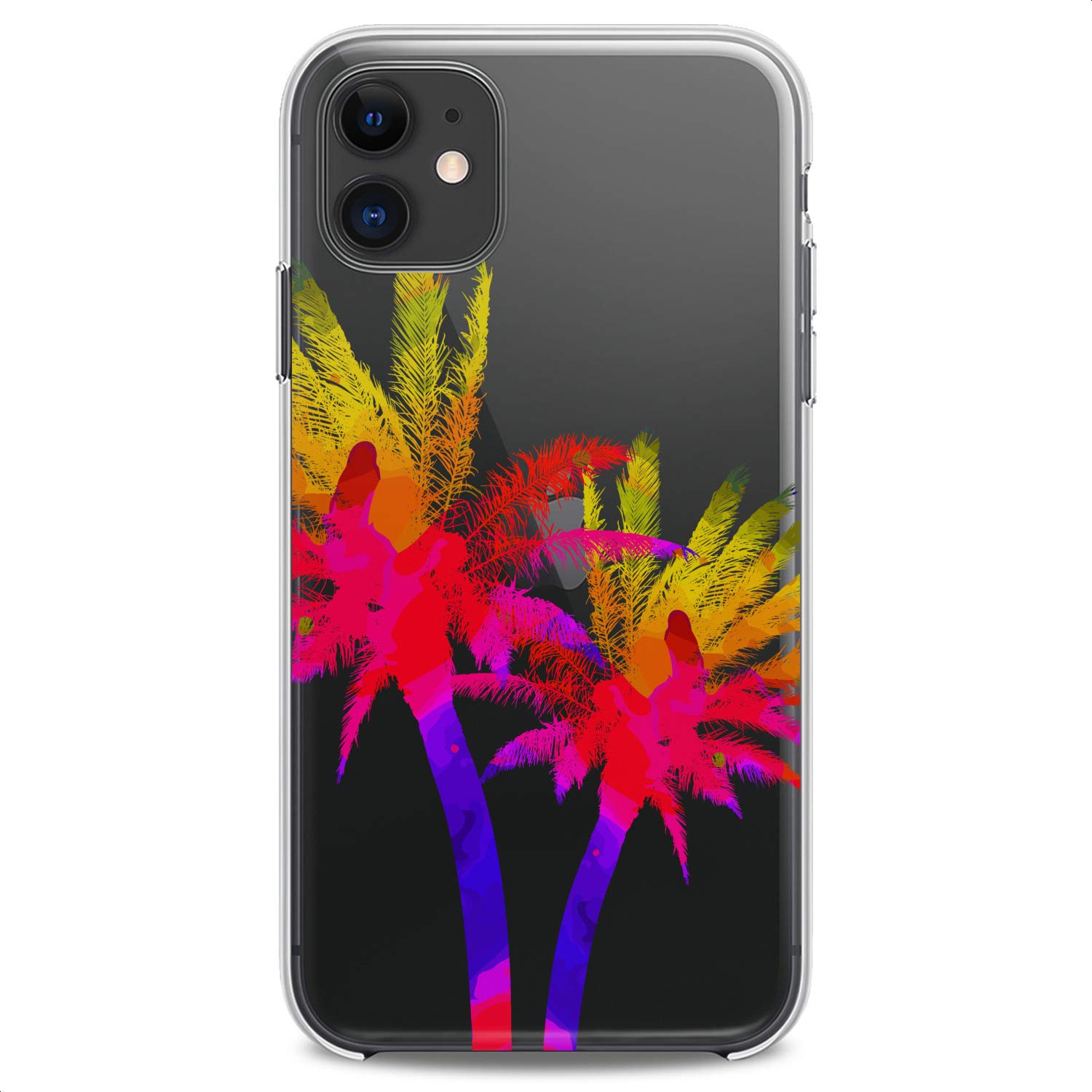 Trendy TPU Phone Case for iPhone 16/15/14/13/12/11 Pro Max/Plus/Mini/XS/XR/X/8+/7/6/5/SE - Vibrant Pink Tropical Palm Tree Design, Slim Flexible Silicone Cover with Clear Print (Perfect for Beach Vacations, Summer Outings & Girls' Accessories)
