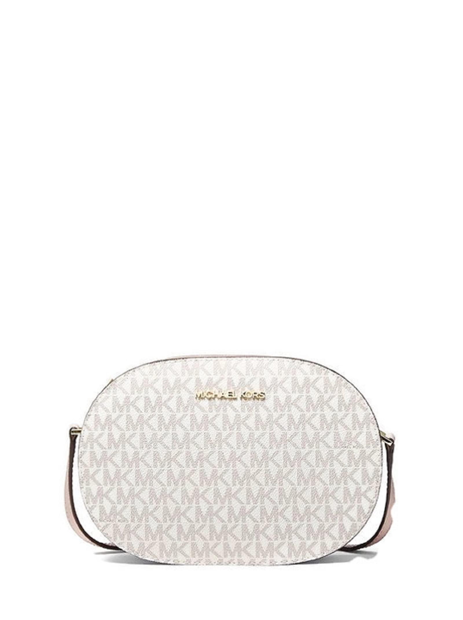 Michael Kors Jet Set Travel Medium Oval Crossbody Bag for Women - Stylish Leather Shoulder Purse with Adjustable Strap, Perfect for Daily Use, Work, Travel & Shopping