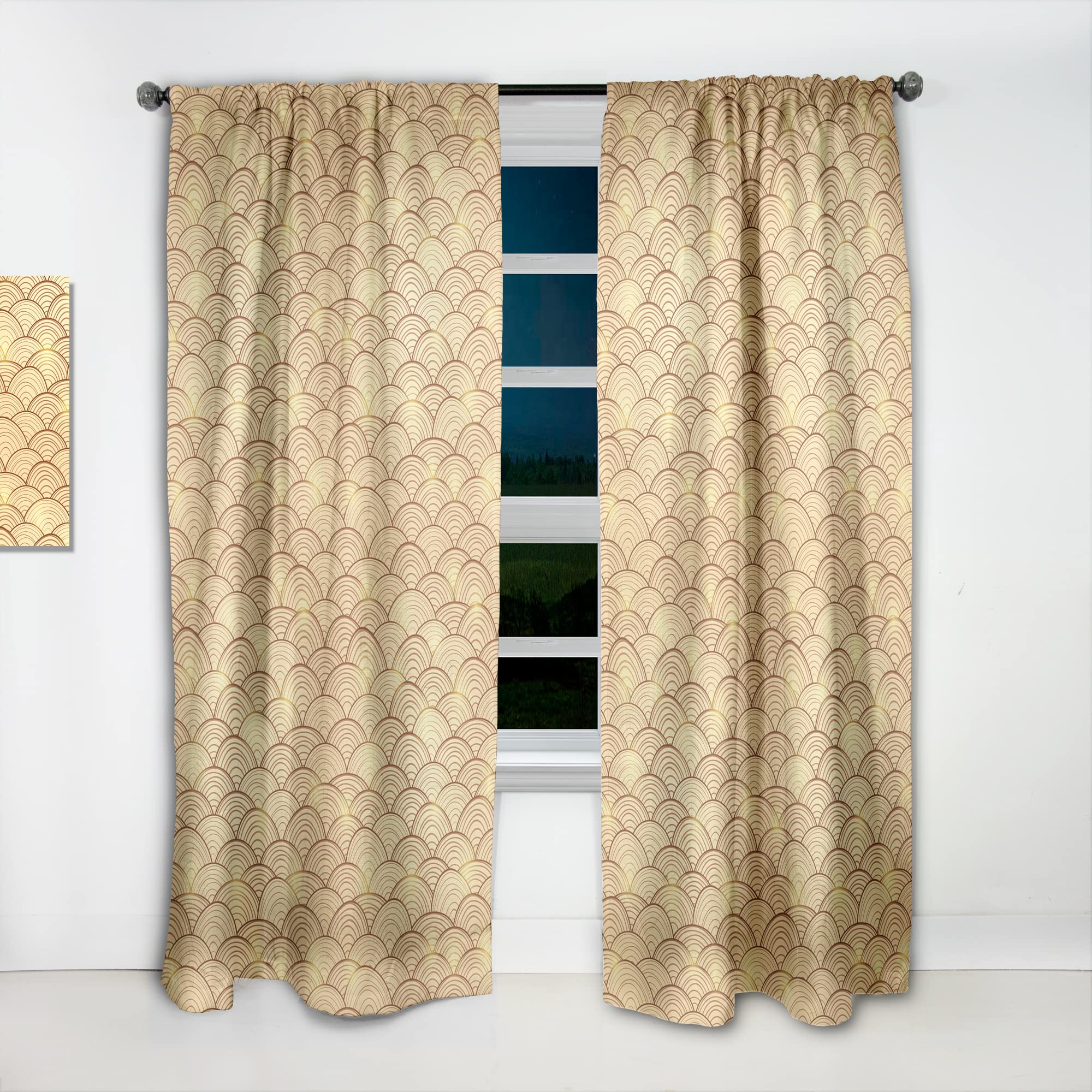DesignQ 'Golden Clouds in The Sky' Thermal Insulated Curtains - Single Panel 52x108 Inches - Elegant Window Drapes for Bedroom & Living Room - Perfect for Light Control & Energy Saving