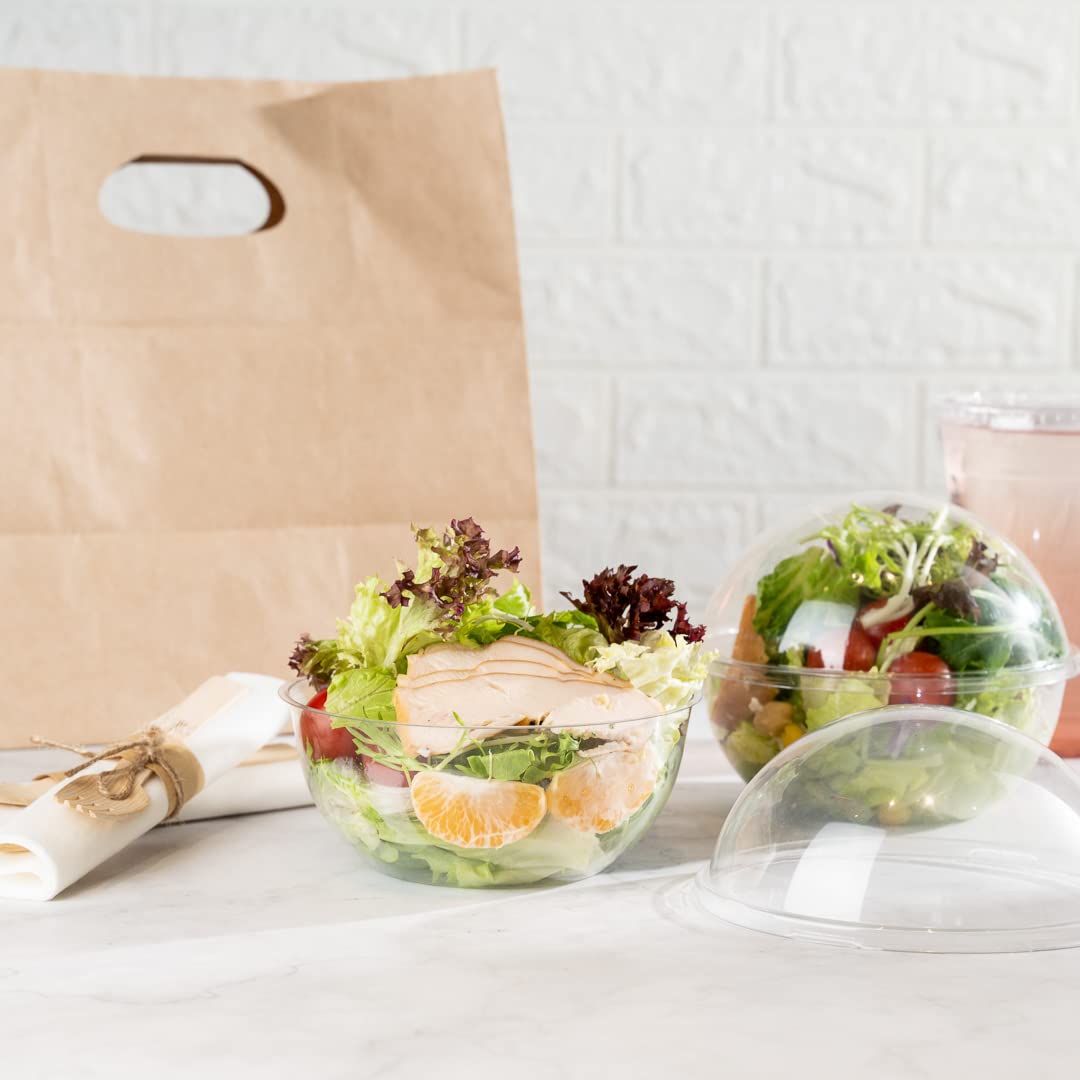50-Pack Thermo Tek 21oz Clear Plastic Salad Containers with Airtight Dome Lids | Disposable Food Storage Bowls | Lightweight & Leakproof | Keep Salads & Meals Fresh | Perfect for Meal Prep, Takeout, Restaurants & Catering