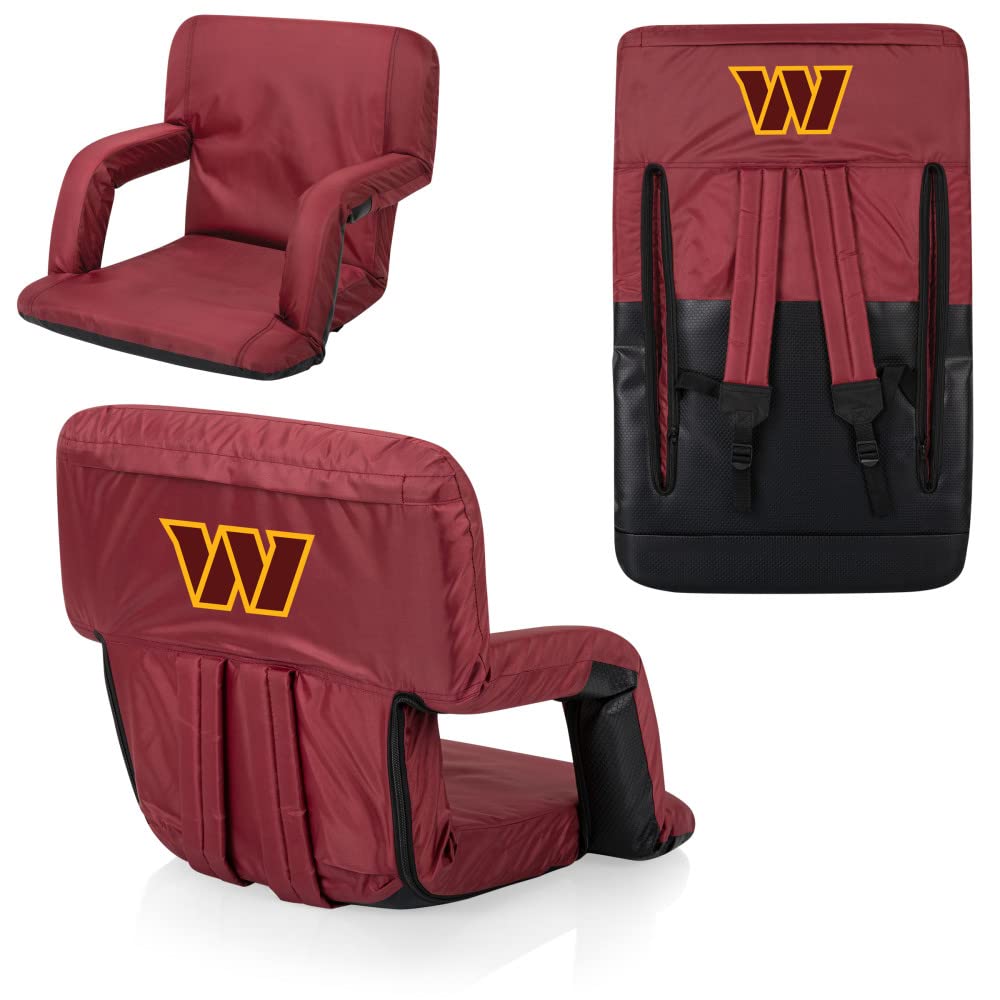 Washington Commanders NFL Reclining Stadium Seat with Back Support - Portable Bleacher & Beach Chair for Outdoor Sports, Picnics, and Relaxation (Burgundy) | Perfect for Football Games, Camping, and Beach Outings