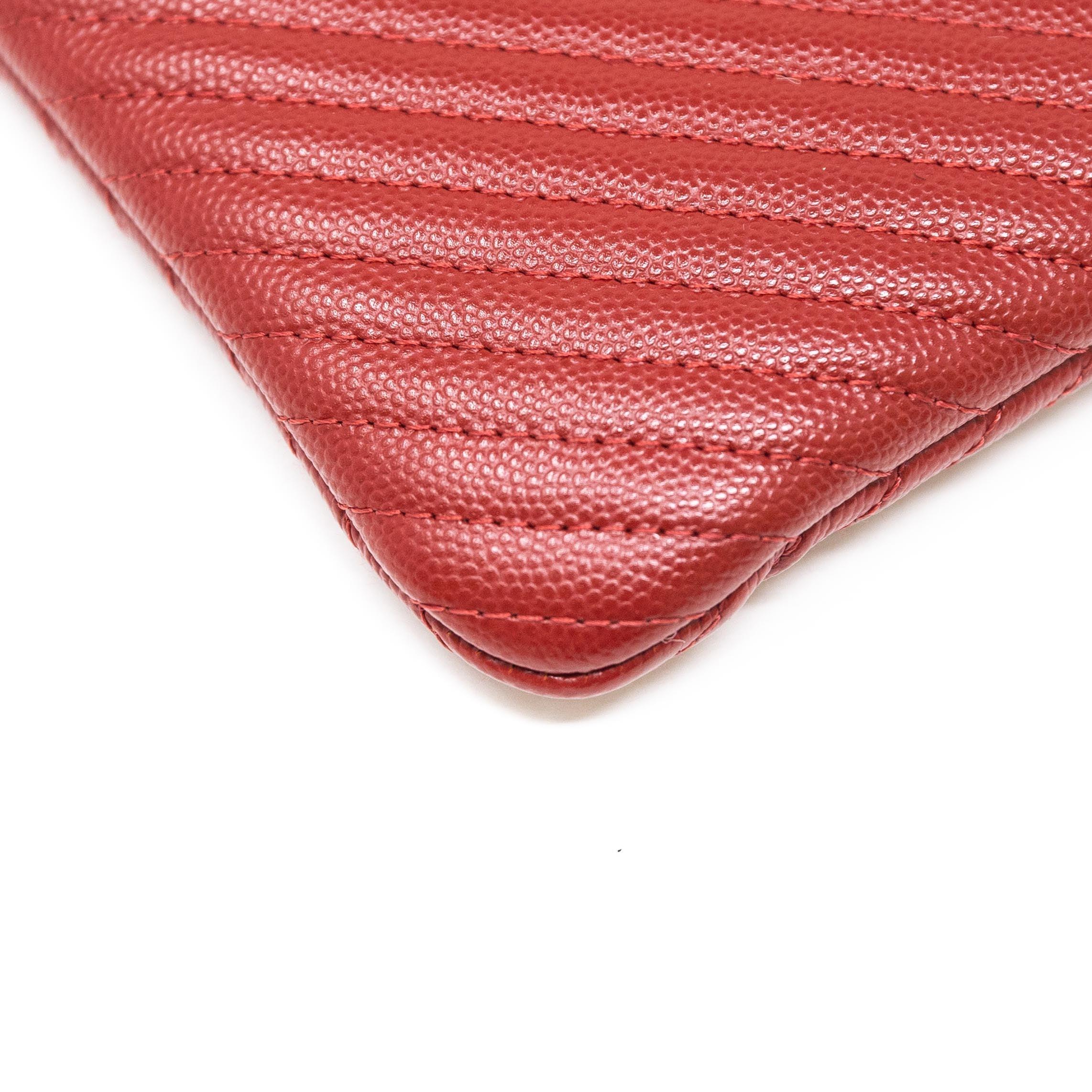 Chanel Red Medium O Case Pouch - Luxury Leather Cosmetic Bag for Women | Perfect for Travel, Makeup Storage & Everyday Essentials