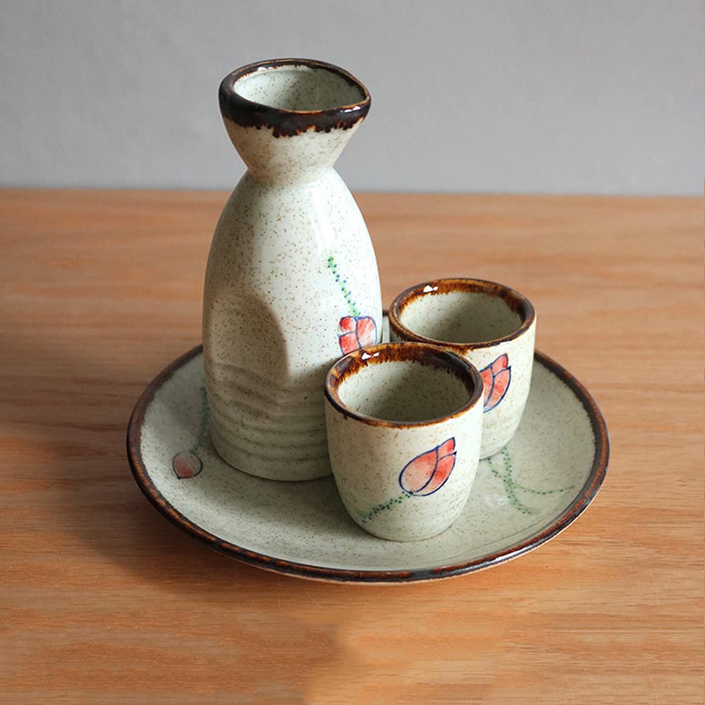 Premium Japanese Ceramic Sake Set - Traditional Sake Wine Cups & White Wine Pot - Elegant Drinkware for Home Entertaining, Dinner Parties & Asian Cuisine Pairing