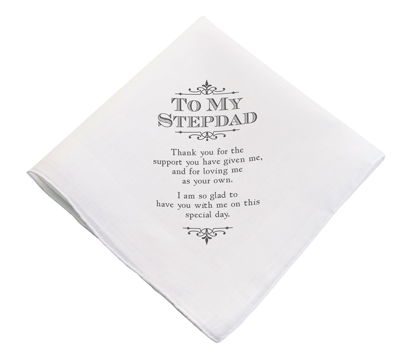 Lillian Rose White Stepdad Wedding Gift Cotton Keepsake Handkerchief - 17 Inch Elegant Wedding Accessory for Fathers, Perfect for Ceremonies, Vows & Special Moments