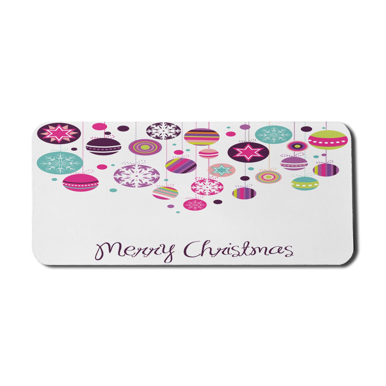 Ambesonne Christmas Themed Mouse Pad - Colorful Retro Snowflake & Bauble Design, Non-Slip Rubber Base, Extra Large 35