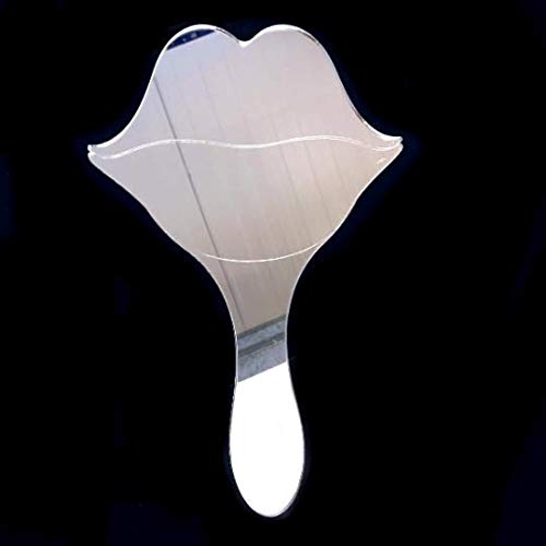 Stylish Engraved Lips Shaped Handheld Mirror - 35cm x 17cm - Perfect for Makeup, Vanity & Home Decor