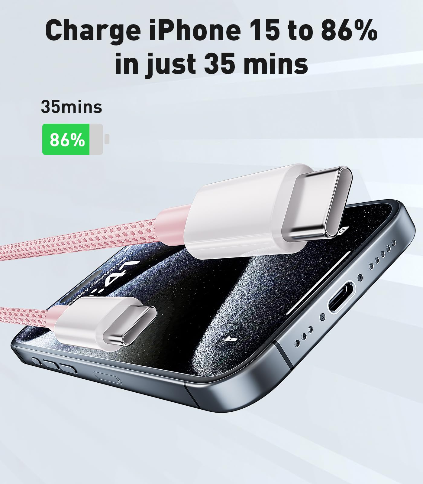60W Fast Charging USB C to USB C Cable 2M - Compatible with iPhone 15/Plus/Pro Max, Samsung Galaxy S23/S22, Pixel 7 Pro, MacBook Pro 2021 & iPad Air 5 - High Speed Charger for Phones, Tablets & Laptops - Perfect for Home, Office & Travel Charging