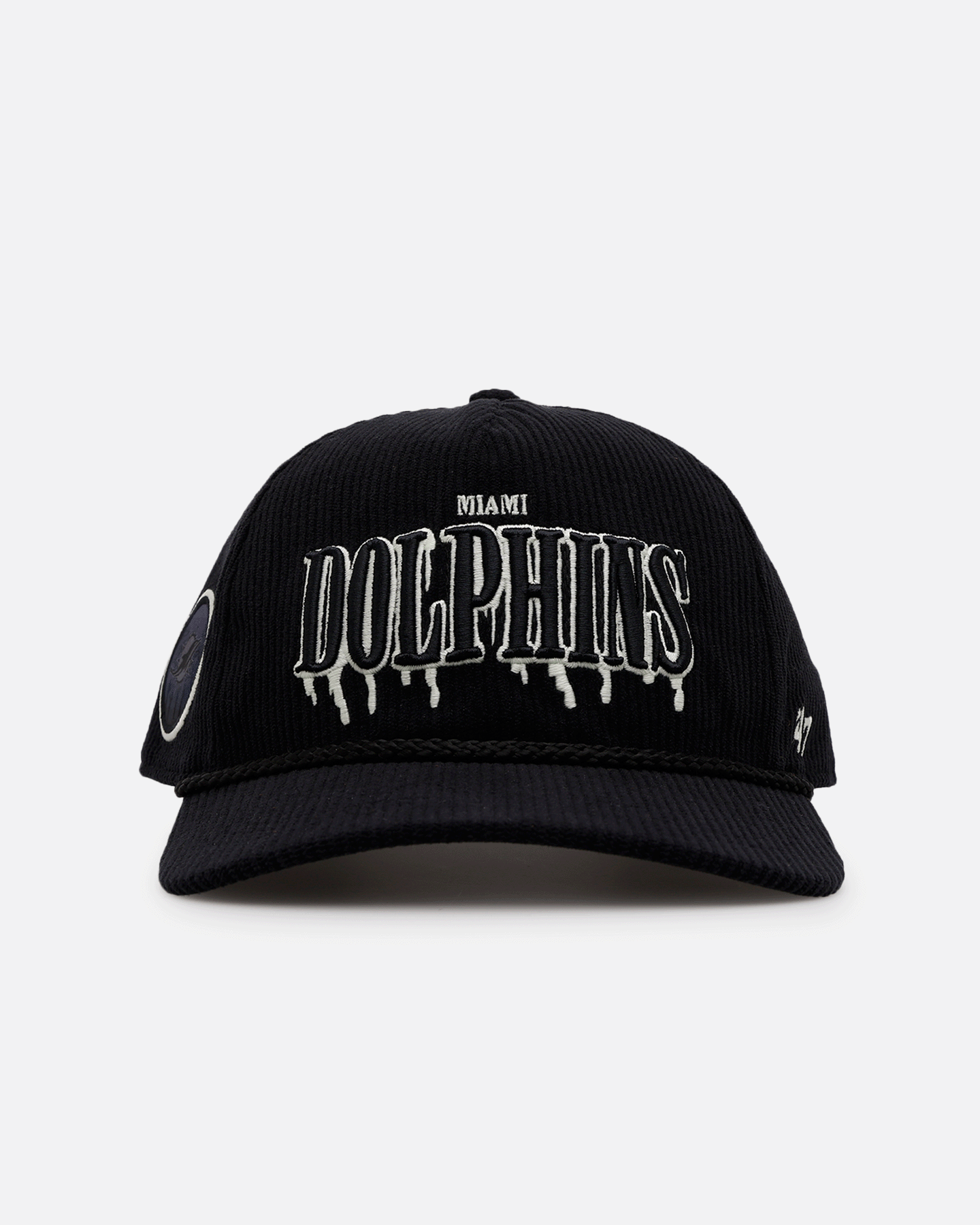 47 Brand Miami Dolphins 'Slasher' 47 Hitch Corduroy Snapback Black Hat - Official NFL Adjustable Cap for Men & Women - Perfect for Game Day, Sports Events & Casual Wear
