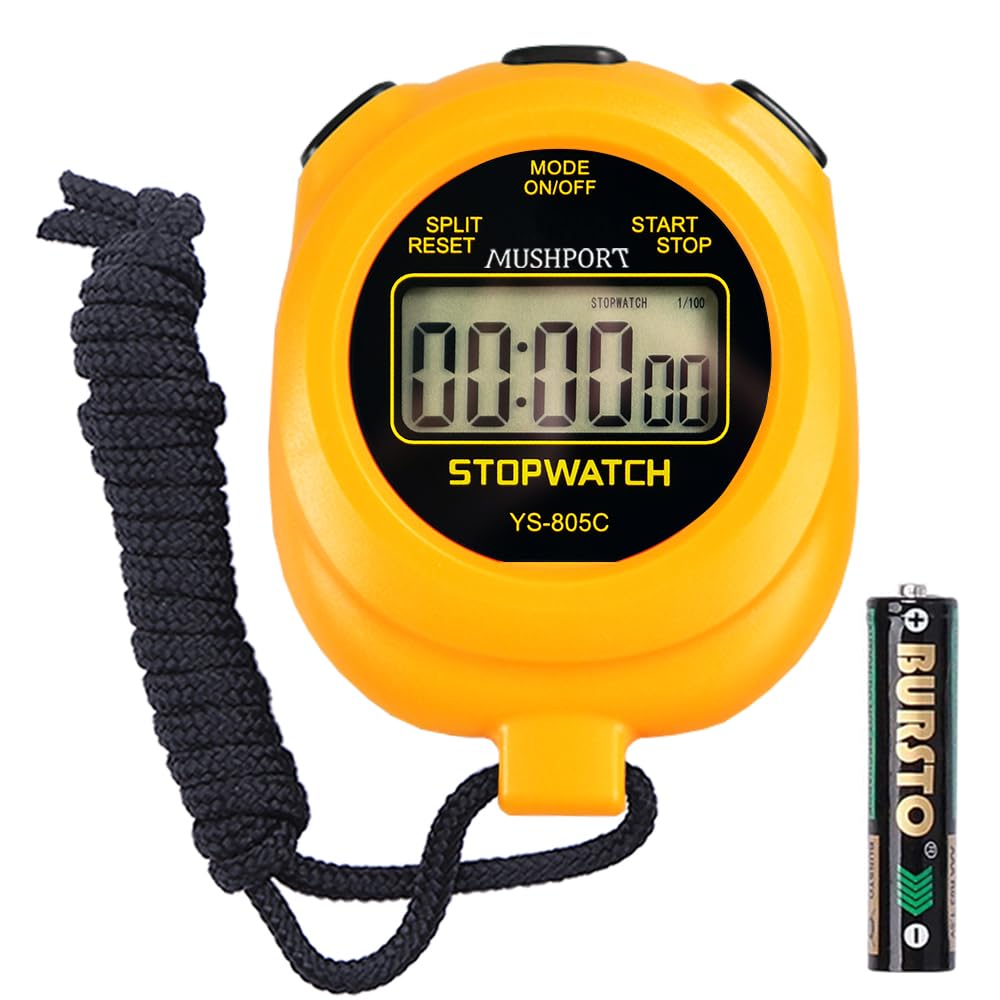 Digital Stopwatch Timer with Countdown - Simple ON/OFF Operation, No Clock/Date - Sports Stopwatch for Kids, Coaches, Swimming, Running (Orange) - Perfect for Training, Races & Timekeeping