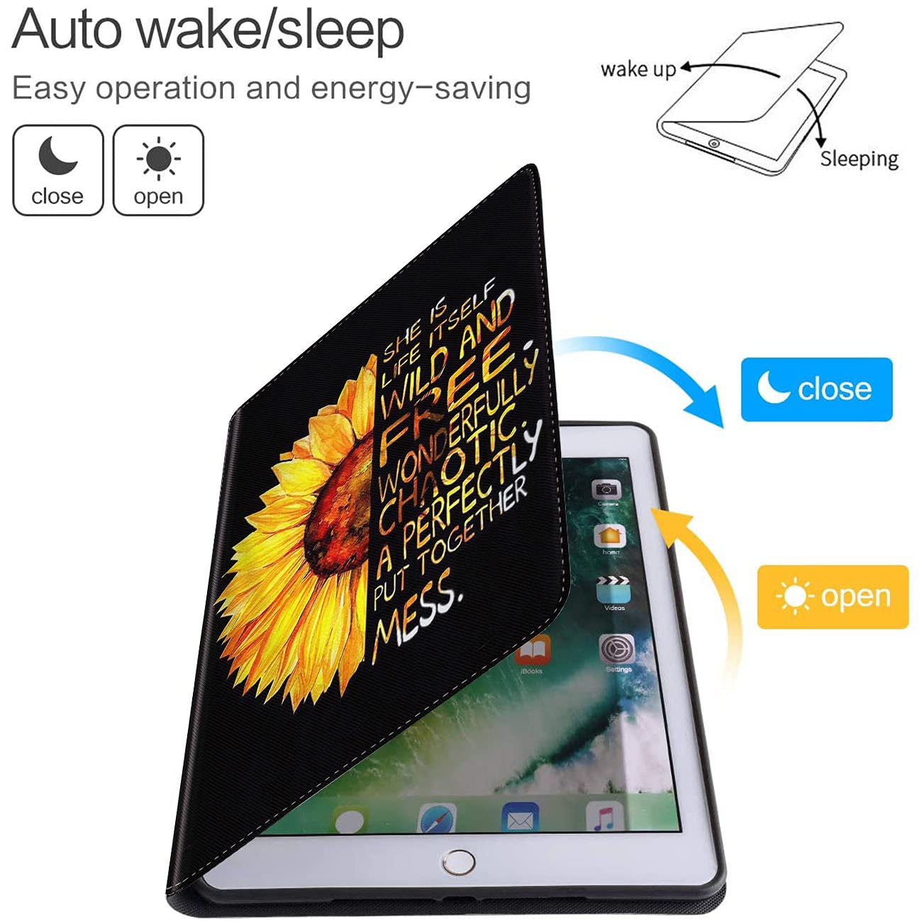 Shockproof iPad Case for iPad 10.2 (8th/7th Gen 2020/2019) & iPad Air/Pro 10.5 inch - Durable Protective Cover with Sunflower Design & Coasters Set | Perfect for Work, Travel and Home Use