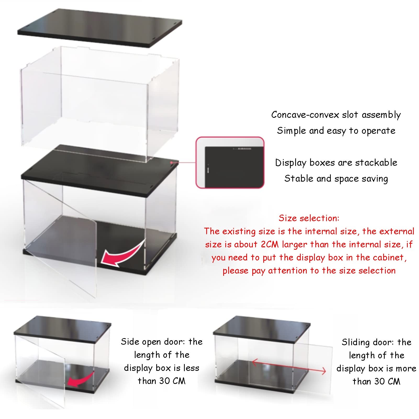 Clear Acrylic Display Case for Collectibles & Figures - 10MM Thick Stackable Dustproof Protection Box - Perfect for Toys, Models, and Showcase Storage on Countertops or Shelves