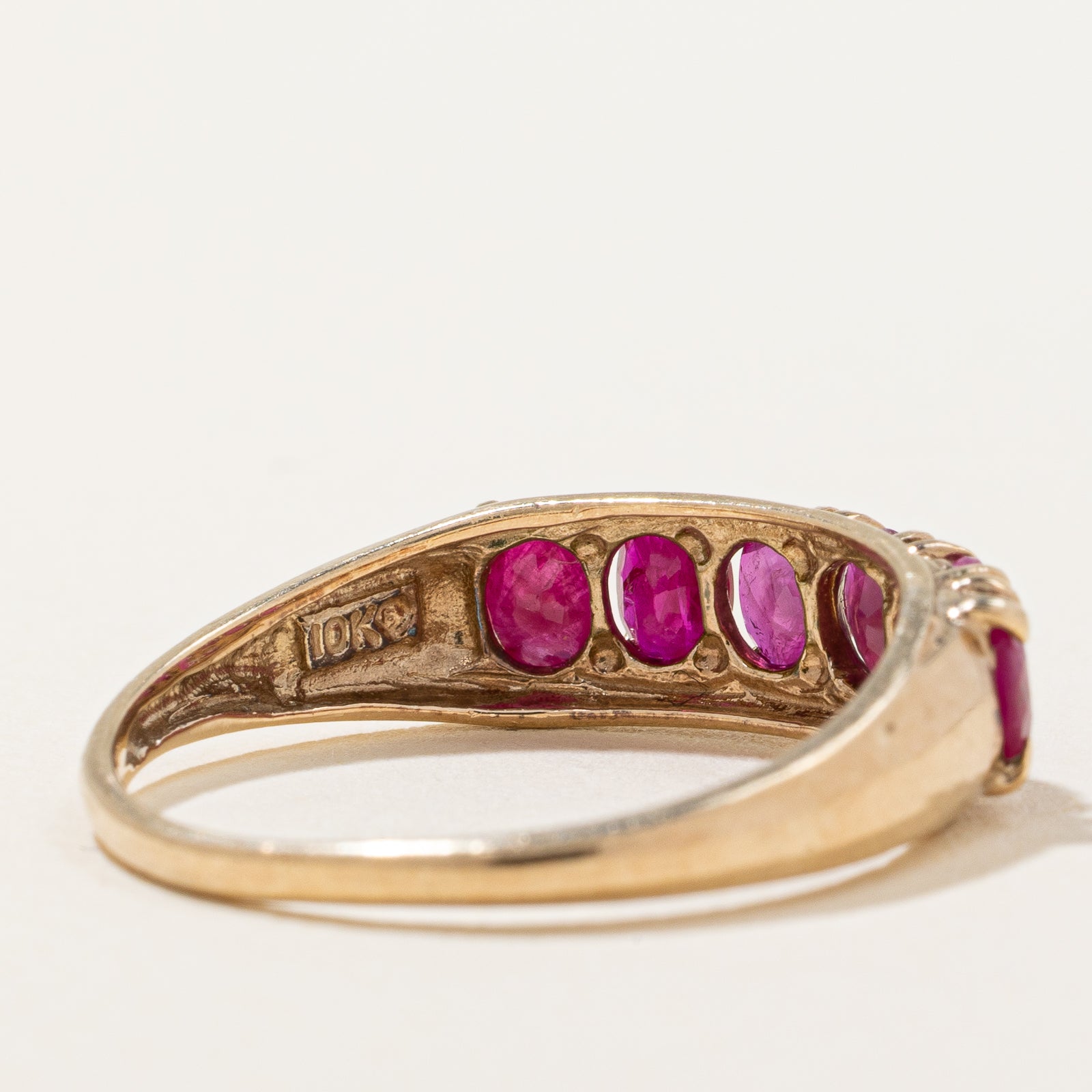 1.20ctw Oval Cut Ruby Ring in 14K Gold - Size 6.75 | Elegant Six Stone Engagement Ring for Women | Perfect for Valentine's Day, Anniversary & Proposal Gifts