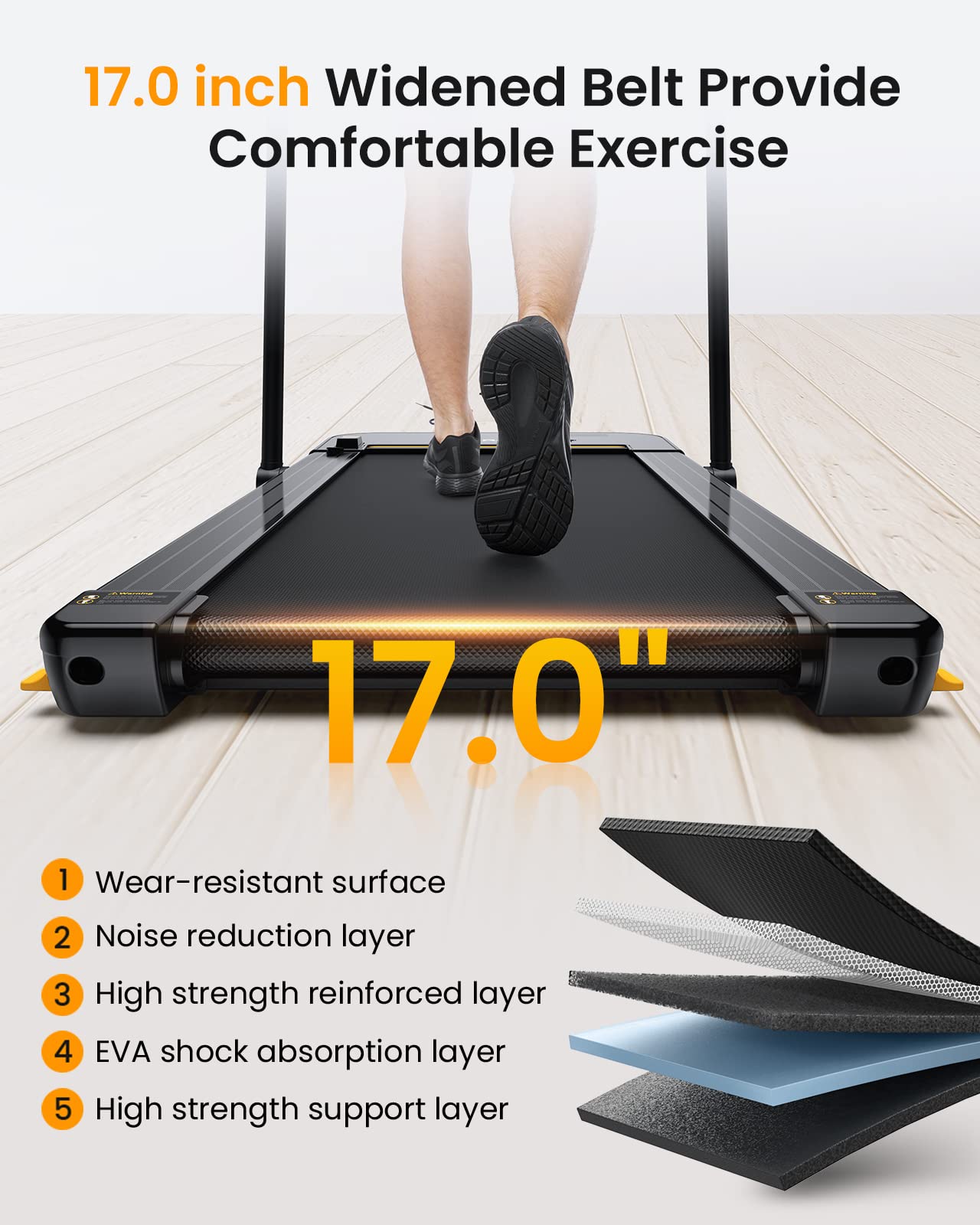 UREVO 2 in 1 Under Desk Treadmill - 2.5HP Foldable Walking Pad & Jogging Machine for Home Office with Remote Control, Space Saving Ebony Design - Perfect for Workouts, Home Gym & Small Spaces