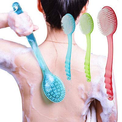 Premium Long Handle Soft Bristle Exfoliating Bath Brush - Deep Cleansing & Massage for Knees, Elbows & Ankles - Men & Women - Pack of 1 (Random Color) - Ideal for Shower, Spa & Dry Brushing Therapy