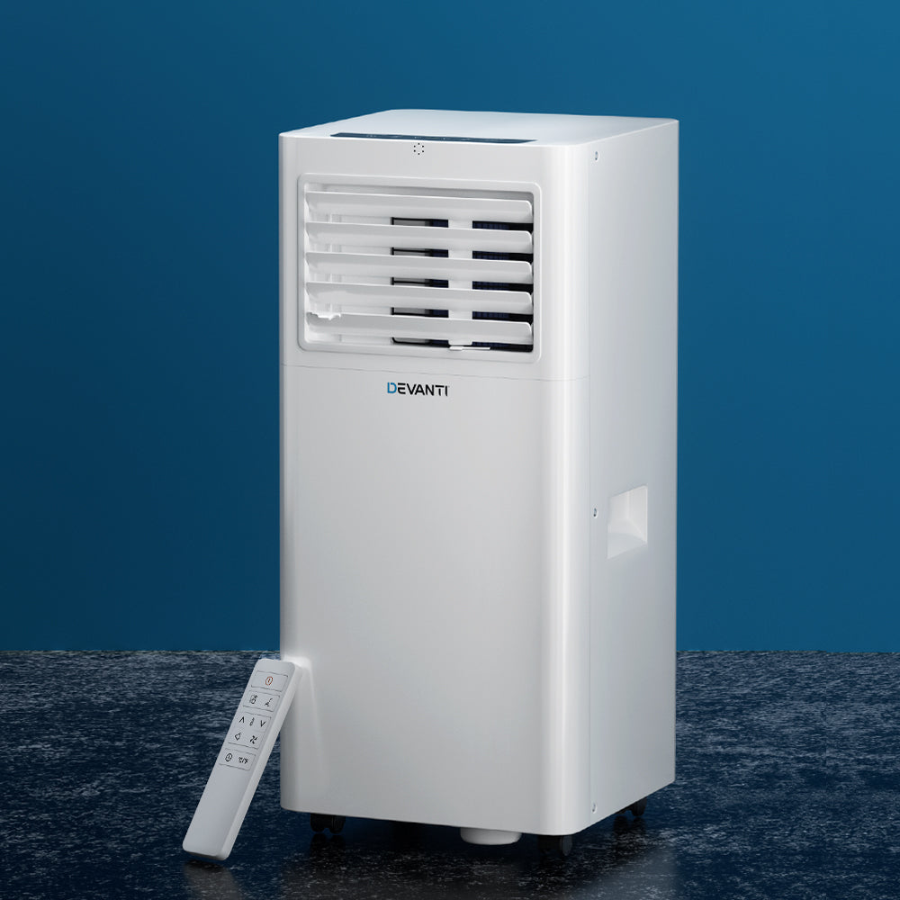 Devanti 7000BTU Portable Air Conditioner - Compact Cooling Unit with Fan & Dehumidifier for Home, Office, and Small Spaces