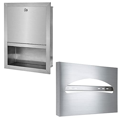 Alpine 350 C-Fold & 475 Multifold Paper Towel Dispenser with Toilet Seat Cover Dispenser - Commercial Restroom Bundle for Offices, Schools, and Public Restrooms