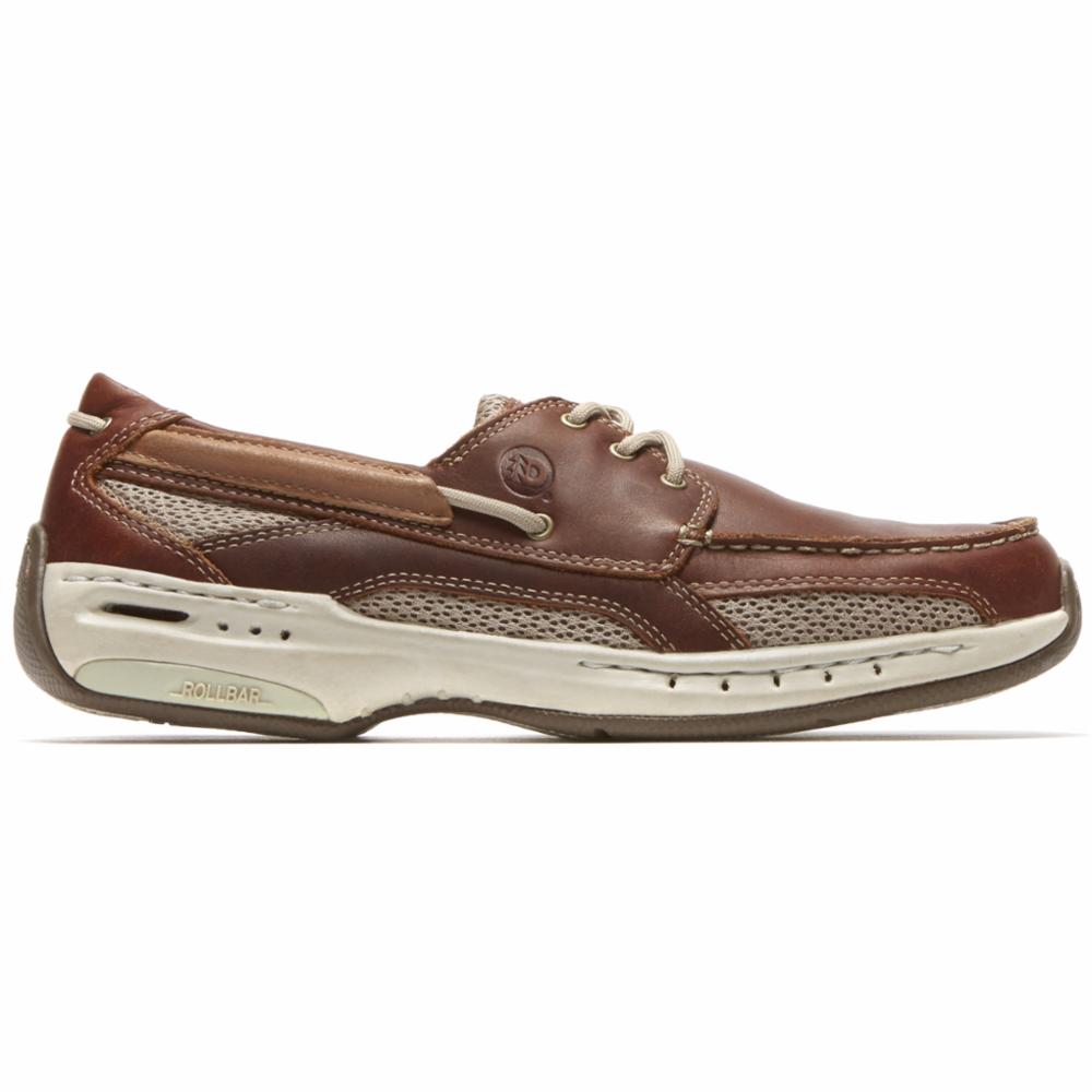 Dunham Men's Captain Boat Shoes - Brown Leather Casual Slip-On Loafers for Men | Comfortable & Stylish Deck Shoes for Boating, Walking, and Everyday Wear