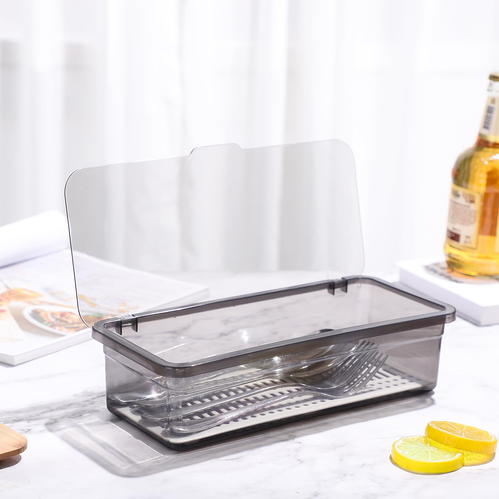 Clear Plastic Flatware Tray Organizer - Kitchen Utensil Drawer Storage for Spoons, Forks & Knives - Perfect for Home, Restaurant & Office Use