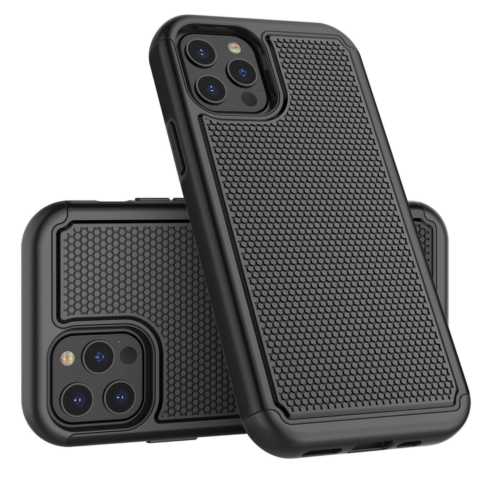 Tekcoo Tmajor Series Shockproof iPhone 12 Pro Max Case (6.7 inch) - Rugged Hard Plastic Protective Cover with Anti-Slip Grip & Scratch Resistant Design - Perfect for Outdoor Activities, Work & Daily Use (Black)