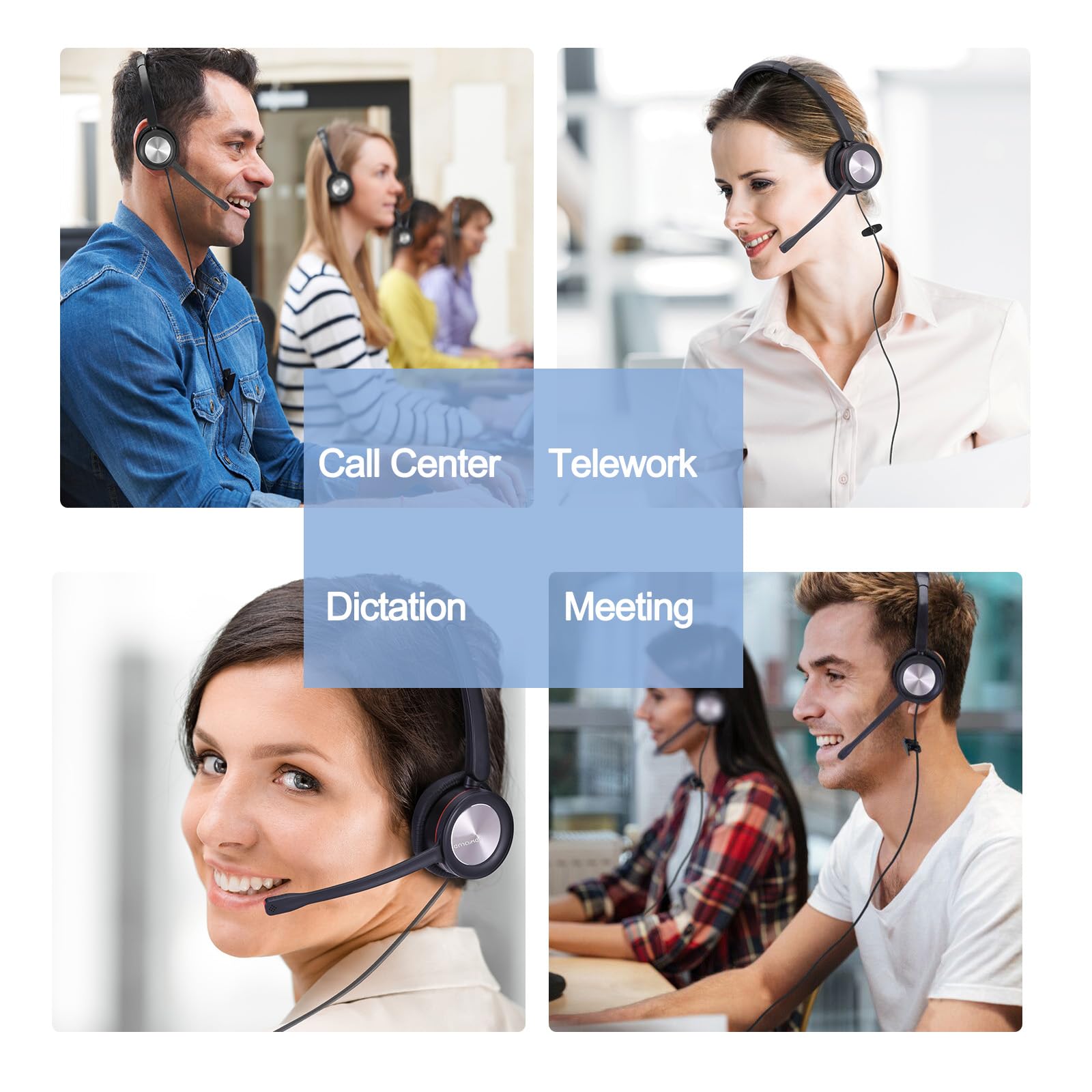 Noise Cancelling USB-A Headset with Comfortable Single Ear Design - 3.5mm to USB Headphone for Office, Call Center, Remote Work - Perfect for Zoom, Teams, Skype, RingCentral, Zoiper & Dictation - Ideal for Long Work Hours, Online Meetings & Customer Service Calls