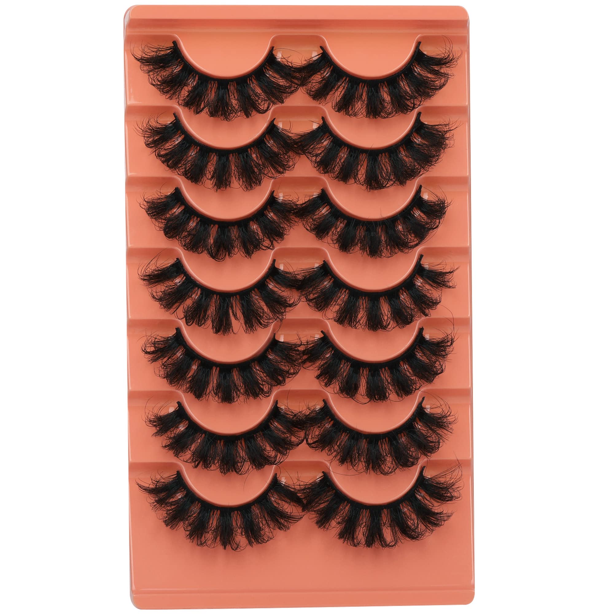 Fluffy 20mm Faux Mink Lashes - 7 Pairs DD Curl Thick Wispy False Eyelashes for Volume & Natural Look | Soft, Reusable Fake Lashes for Daily Wear, Parties & Special Occasions