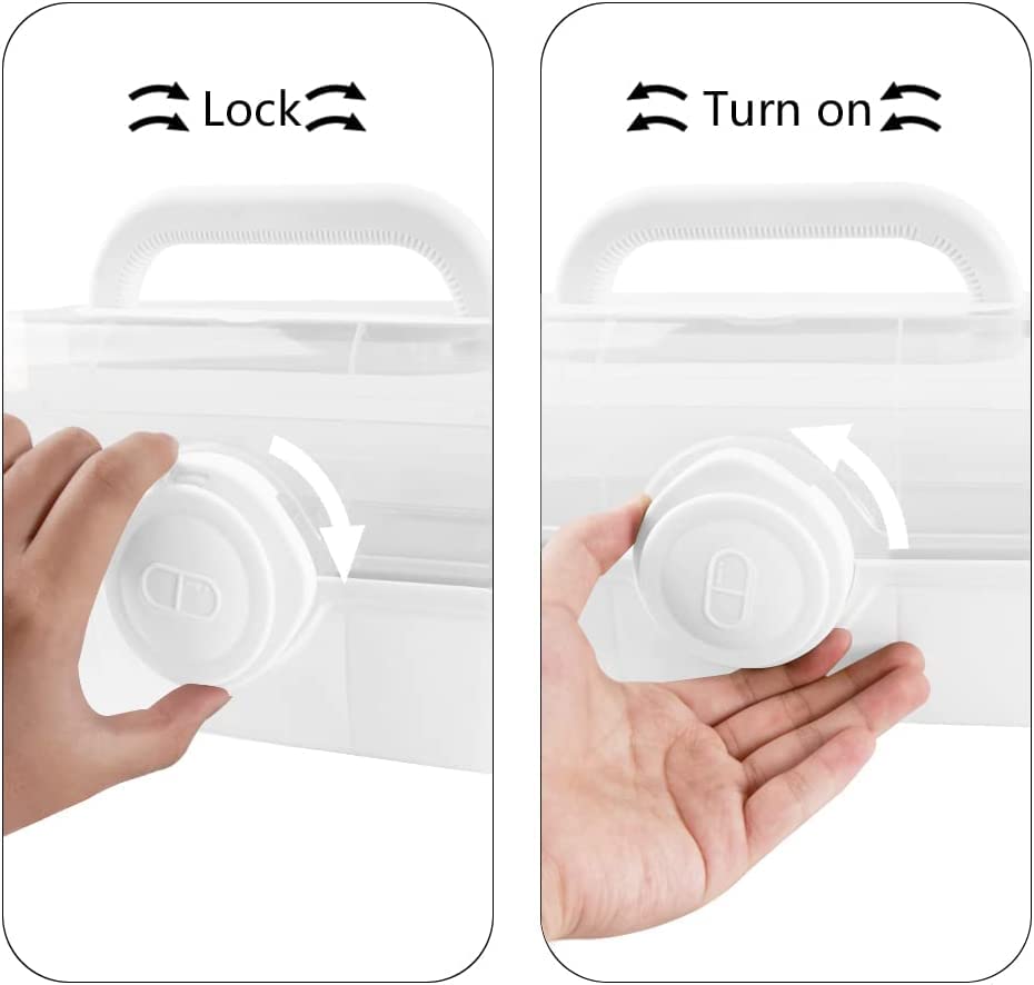 Uotyle 3-Layer Portable Medicine Storage Box with Handle - Household Pill Organizer for Daily Medication, Travel & First Aid (White) - Perfect for Home, Office & Travel Use