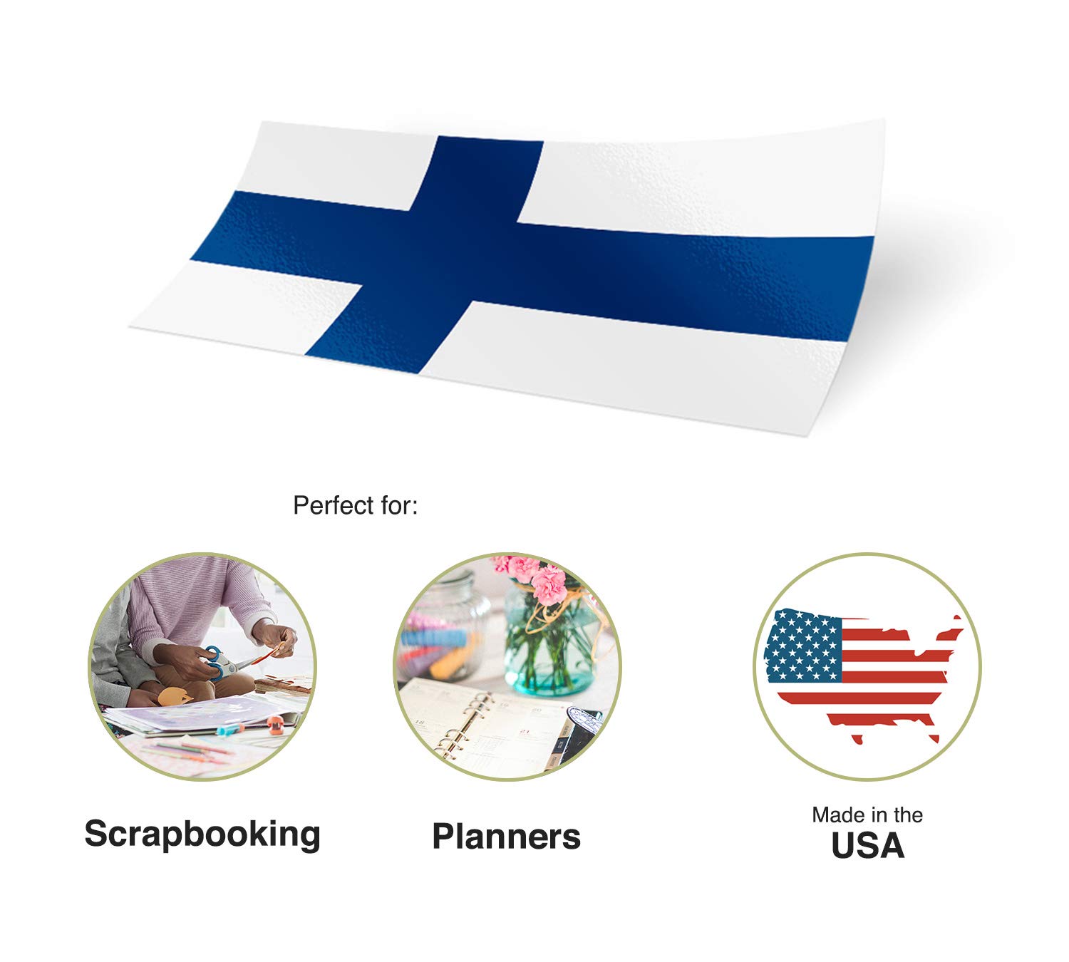 Desert Cactus Finland Flag Stickers Pack of 8 - Multi-Size Vinyl Decals for Scrapbooking, Cars, Laptops, Windows & Bumpers - Perfect for Kids, DIY Crafts & Patriotic Decor