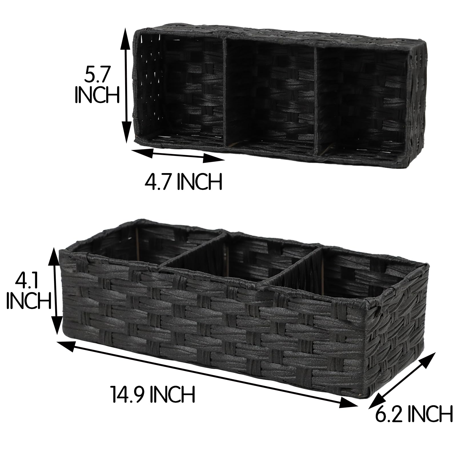 Waterproof Plastic Wicker Toilet Paper Basket - 2 Pack Bathroom Storage Organizer for Toilet Tank Top (14.9