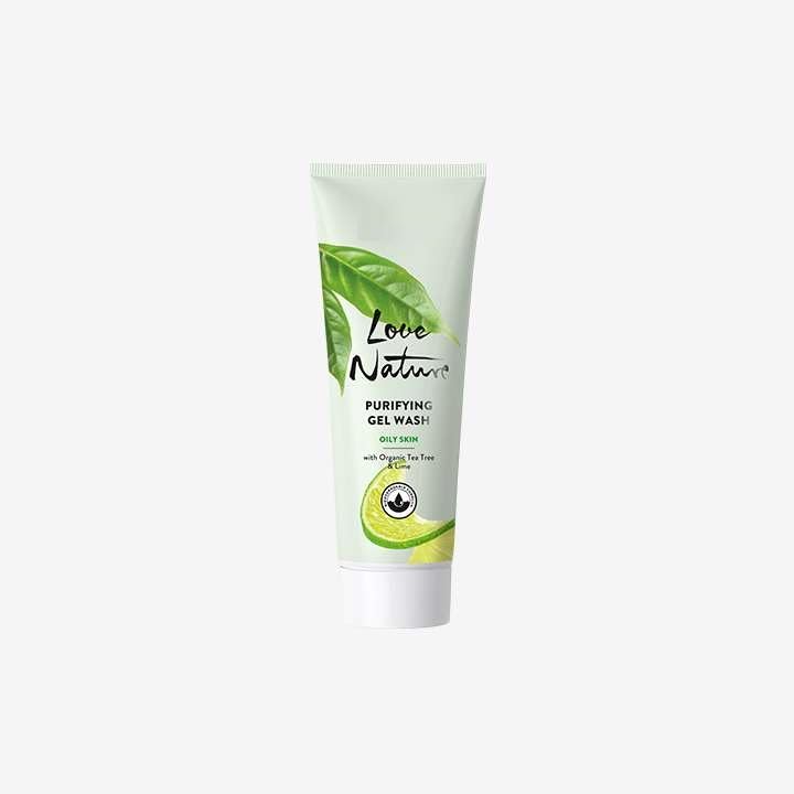 Organic Tea Tree Purifying Gel for Acne & Skin Care - LOVE NATURE Deep Cleansing Gel for Oily & Sensitive Skin | Daily Facial Cleanser for Clear & Healthy Skin