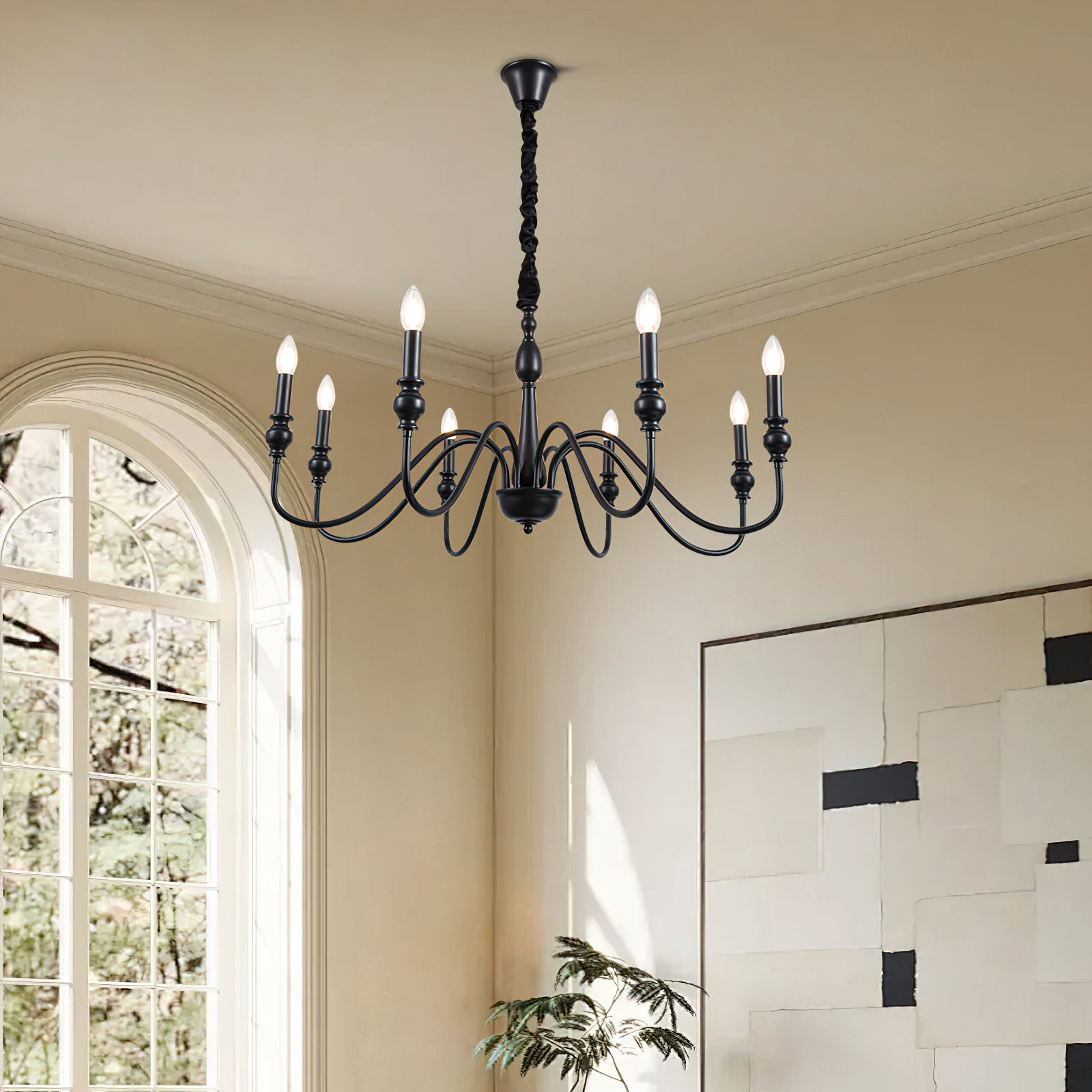 Baxton Candelabra Chandelier - Elegant 5-Light Crystal Ceiling Fixture for Dining Room, Bedroom & Living Room Lighting