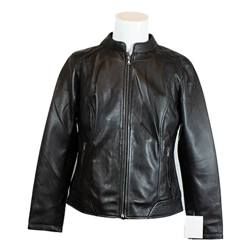 BOL Women's Waxed Sheep Leather Jacket - Vintage Biker Style, Warm & Durable, Perfect for Motorcycle Riding, Casual Outfits & Fall/Winter Fashion