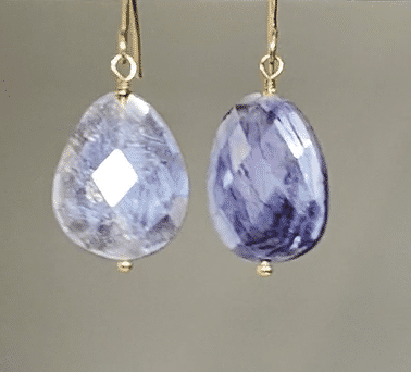 Elegant Mystic Blue Sapphire Slice Earrings - 14K Gold Filled Dangle Earrings for Women | Perfect for Weddings, Parties & Everyday Wear