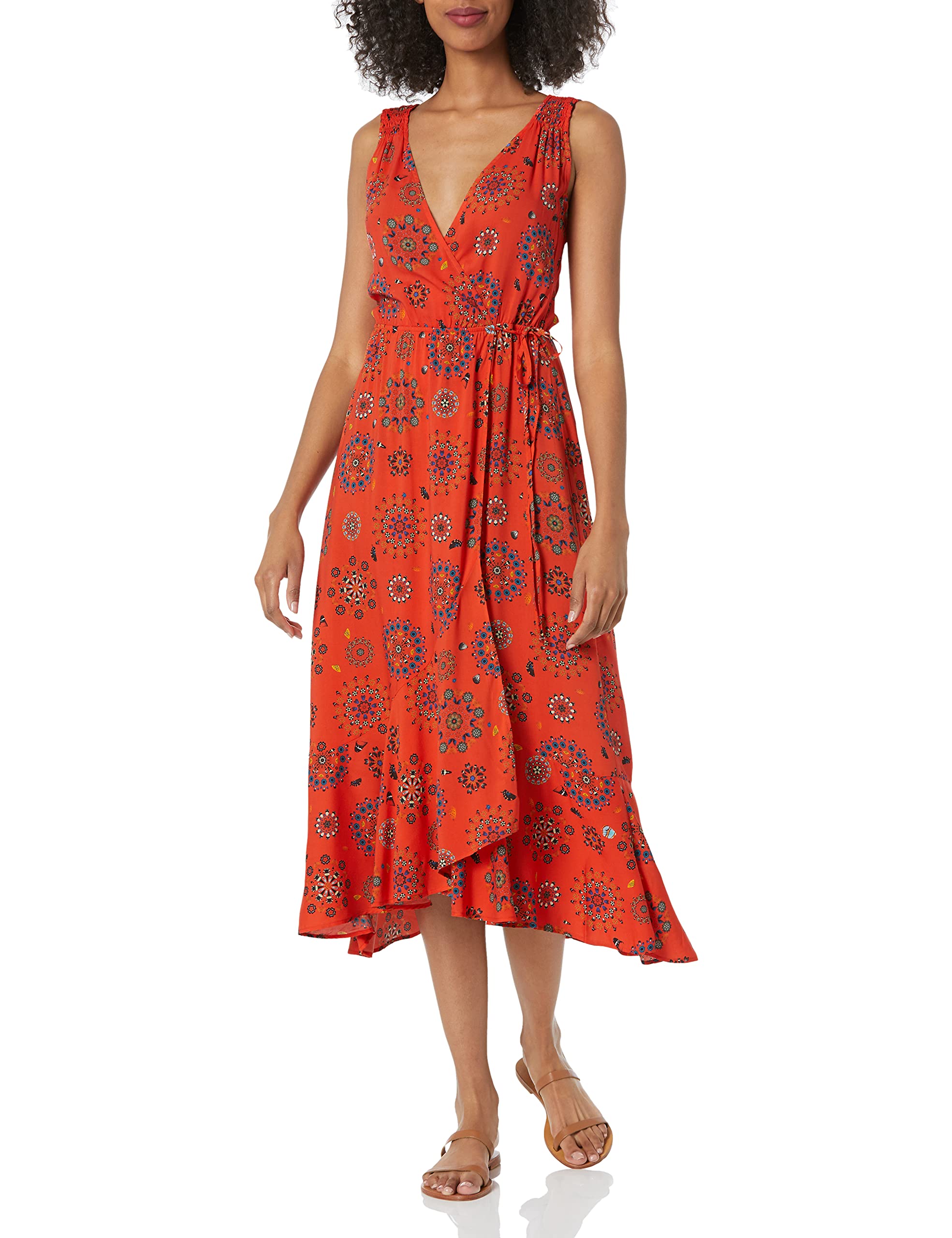 Desigual Women's Santorini Woven Sleeveless Summer Dress - Boho Chic Floral Print Beach Cover Up for Vacations & Outdoor Parties