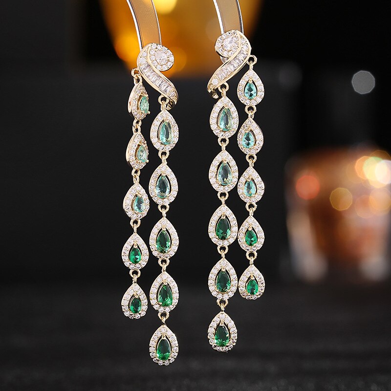Luxury Cubic Zirconia S925 Sterling Silver Drop Earrings for Women - Elegant Banquet & Party Jewelry Set - Perfect for Weddings, Evening Dresses and Special Occasions