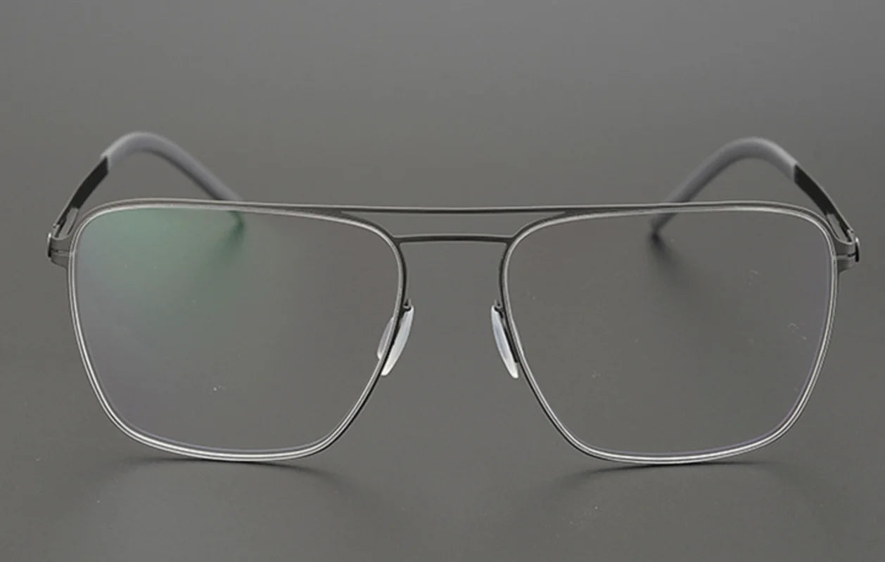 Aimee Unisex Full Rim Square Double Bridge Stainless Steel Eyeglasses 21251 - Stylish & Durable Frames for Men & Women - Perfect for Work, Reading & Fashion Accessories