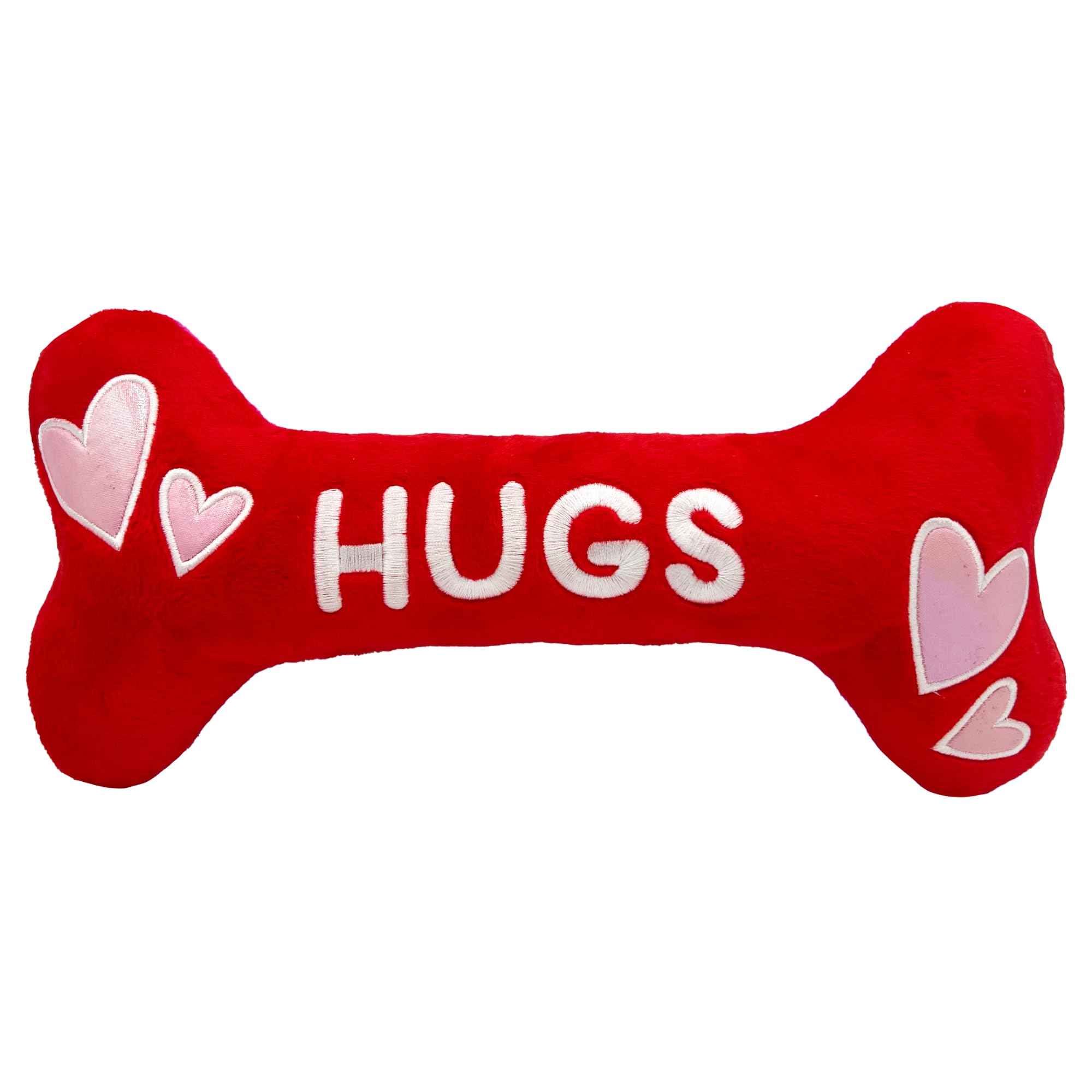 Huxley & Kent Squeaky Dog Toy - Hugs & Kisses Bone 2.0 Plush Chew Toy for Small Dogs with Fun Squeaker - Valentine's Day Gift for Dogs - Durable & Soft Power Plush - Perfect for Playtime, Training & Cuddling
