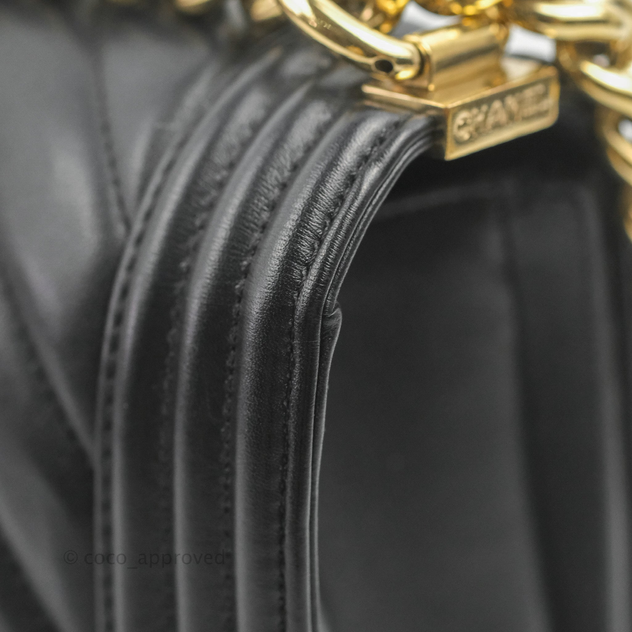 Chanel Chevron Medium Boy Bag in Black Calfskin with Gold Hardware - Luxury Handbag for Women, Perfect for Evening Events & Special Occasions