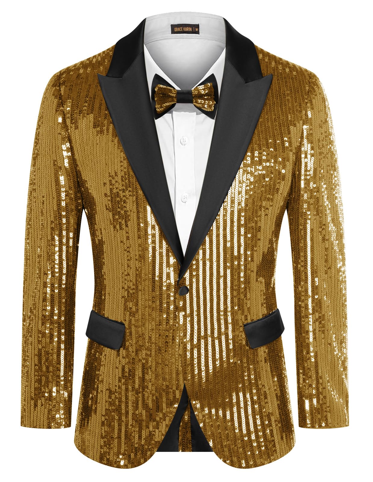 GRACE KARIN Men's Sequin Blazer Suit - Slim Fit One Button Sparkling Tuxedo Jacket for Prom, Wedding & Party | Formal Evening Wear & Special Occasion Outfit