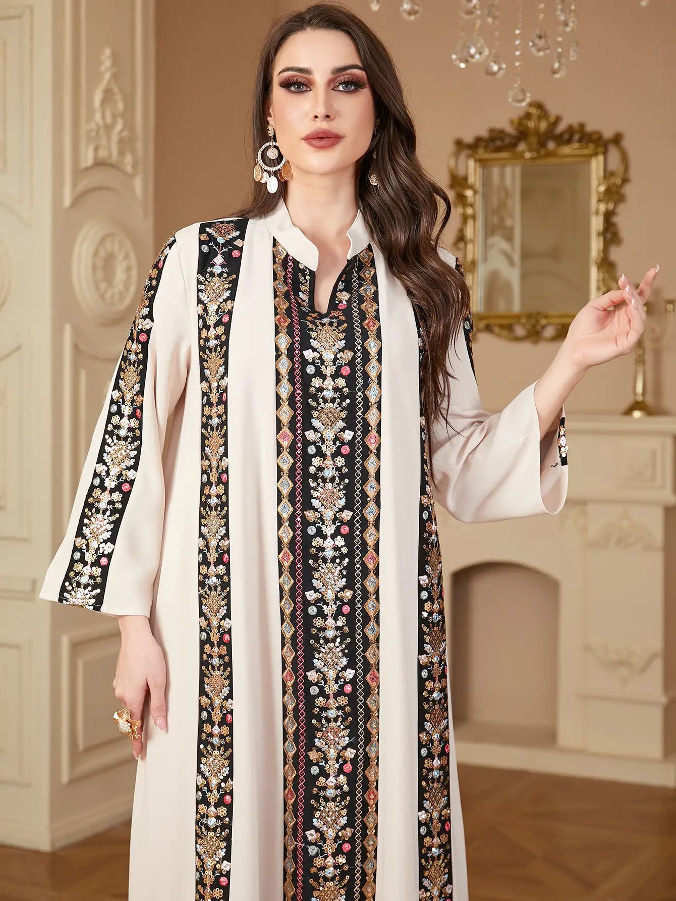 Elegant Eid Caftan Dress for Women - Embroidered Kaftan Jalabiya for Special Occasions & Festivals - Perfect for Eid Celebrations, Weddings, and Holiday Gatherings