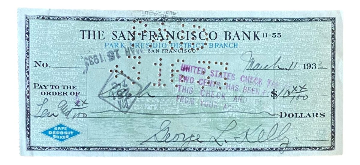 George Kelly New York Giants Autographed Signed Bank Check Dated March 11, 1933 - Rare Sports Memorabilia for Collectors & Baseball Fans (Perfect for Framing, Display, or Investment)