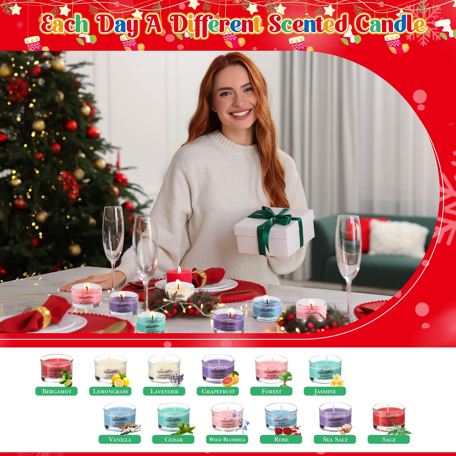 12 Days Christmas Advent Calendar 2025 - Scented Soy Wax Candles Gift Set for Women, Perfect for Holiday Countdown & Home Decor