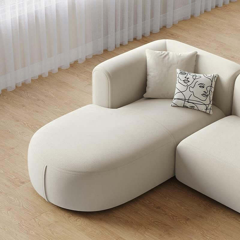 L-Shaped Cream Corner Sectional Sofa with Concealed Support - Modern Living Room Furniture for Parlor, Lounge & Family Room Comfort