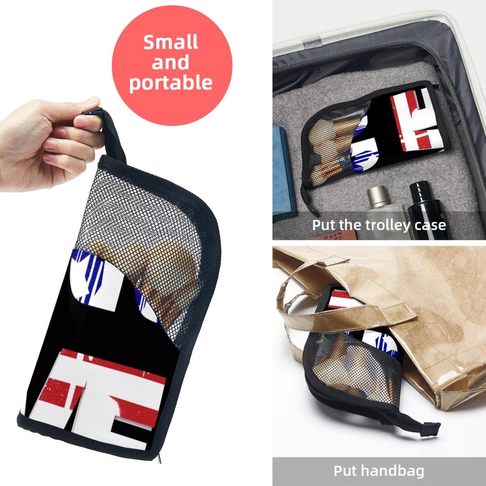 12-Piece Makeup Brush Organizer Bag with USA Flag Print - Portable Cosmetic Brush Holder Case for Travel, Home & Professional Use