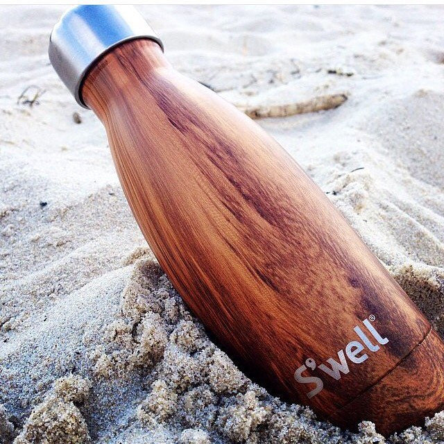 S'well Wood Insulated Water Bottle 9oz (266mL) - Leakproof & Eco-Friendly Stainless Steel Travel Tumbler for Hot & Cold Drinks - Perfect for Hiking, Office, Gym & Outdoor Activities